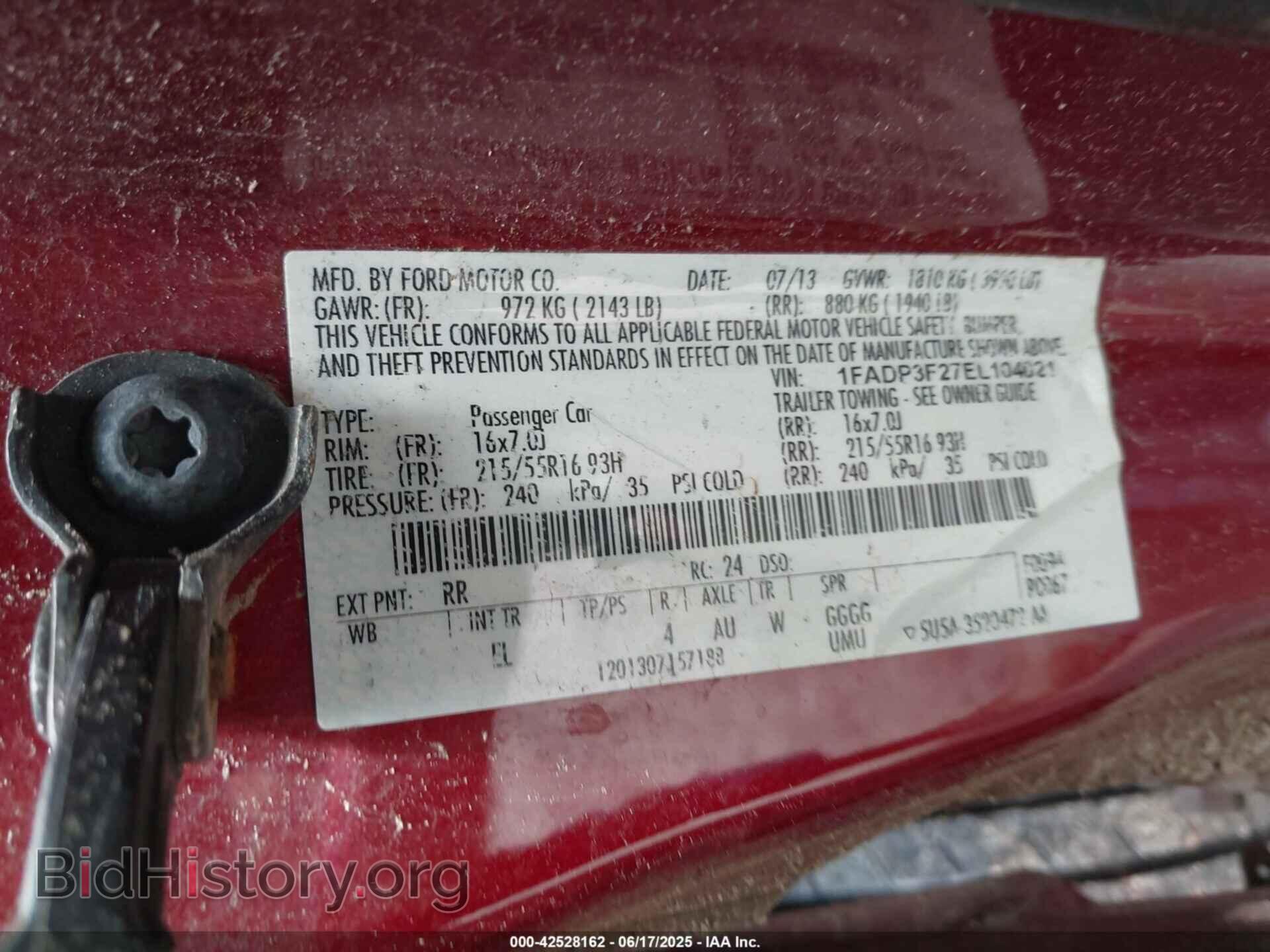 2014 FORD FOCUS - VIN: 1FADP3F27EL104021 - Фото 9