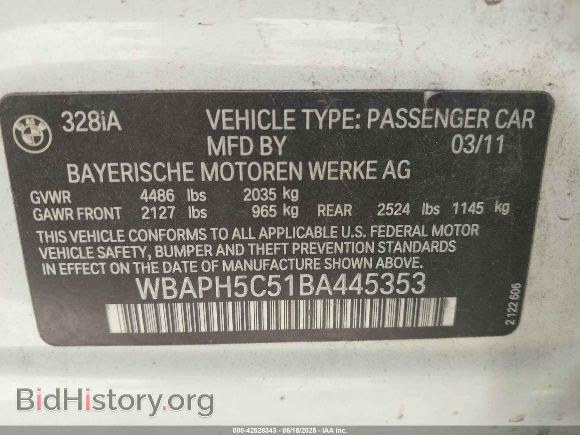 2011 BMW 328I - VIN: WBAPH5C51BA445353 - Фото 9