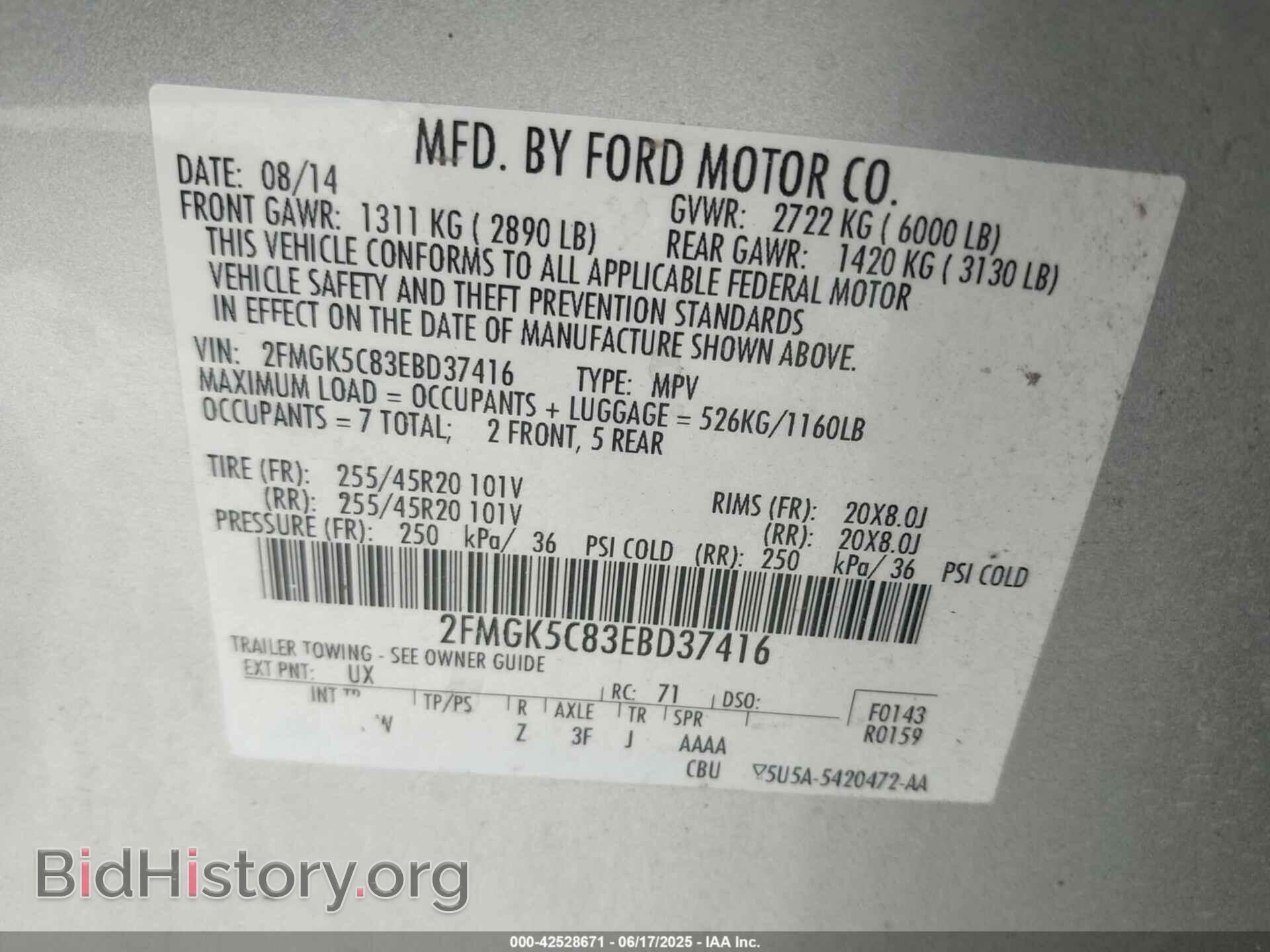 2014 FORD FLEX - VIN: 2FMGK5C83EBD37416 - Photo 9