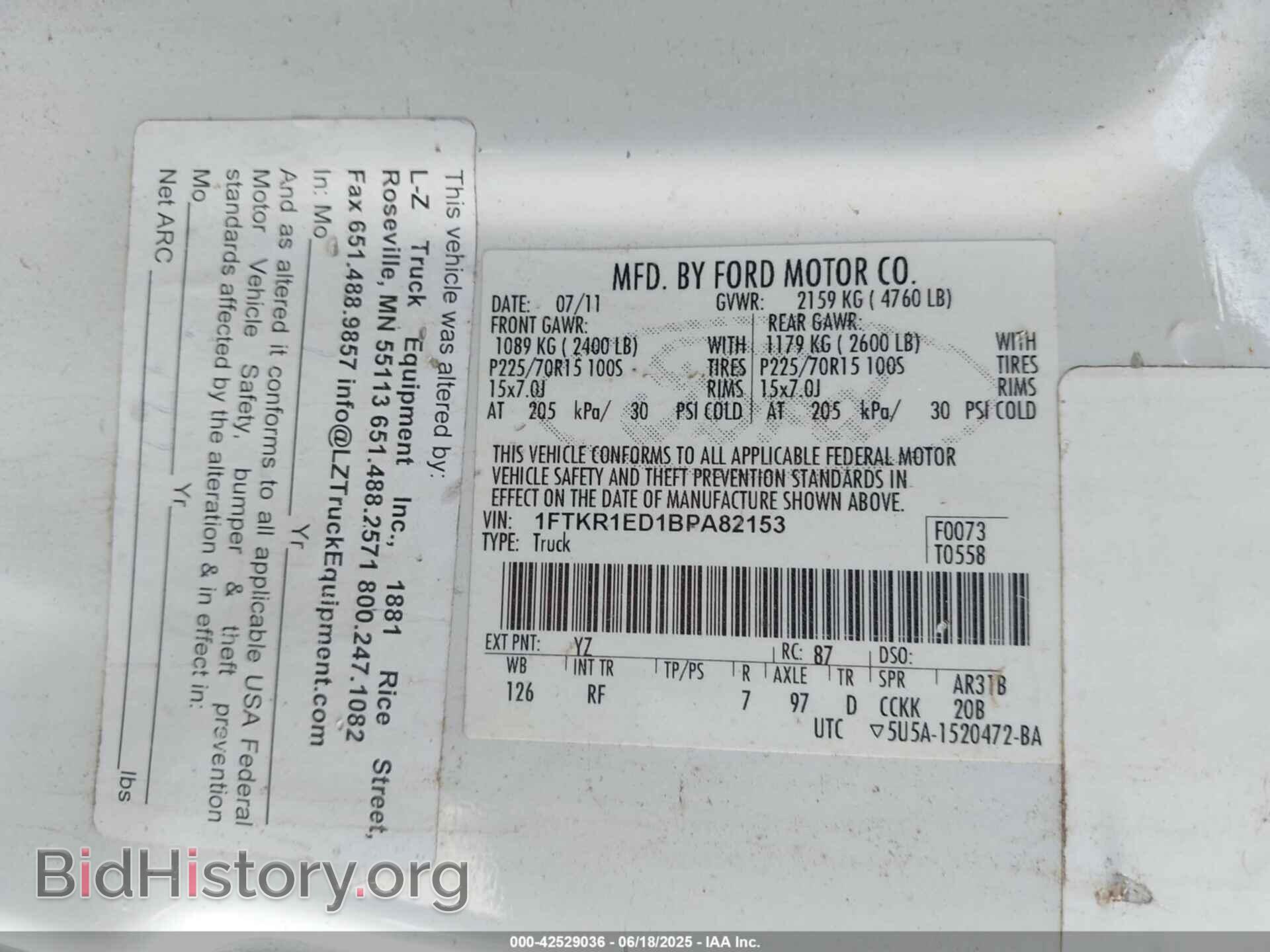 2011 FORD RANGER - VIN: 1FTKR1ED1BPA82153 - Фото 9