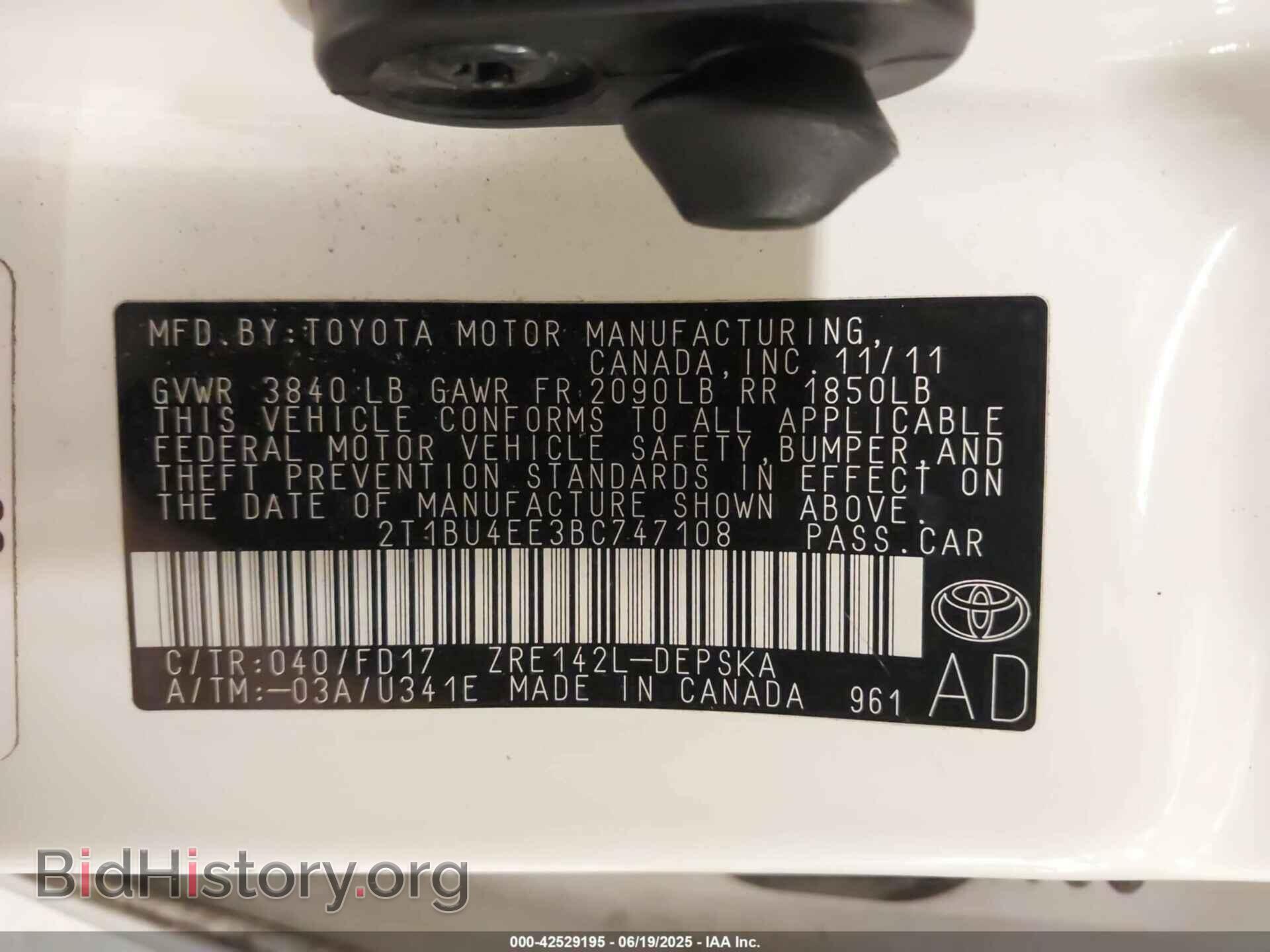2011 TOYOTA COROLLA - VIN: 2T1BU4EE3BC747108 - Фото 9