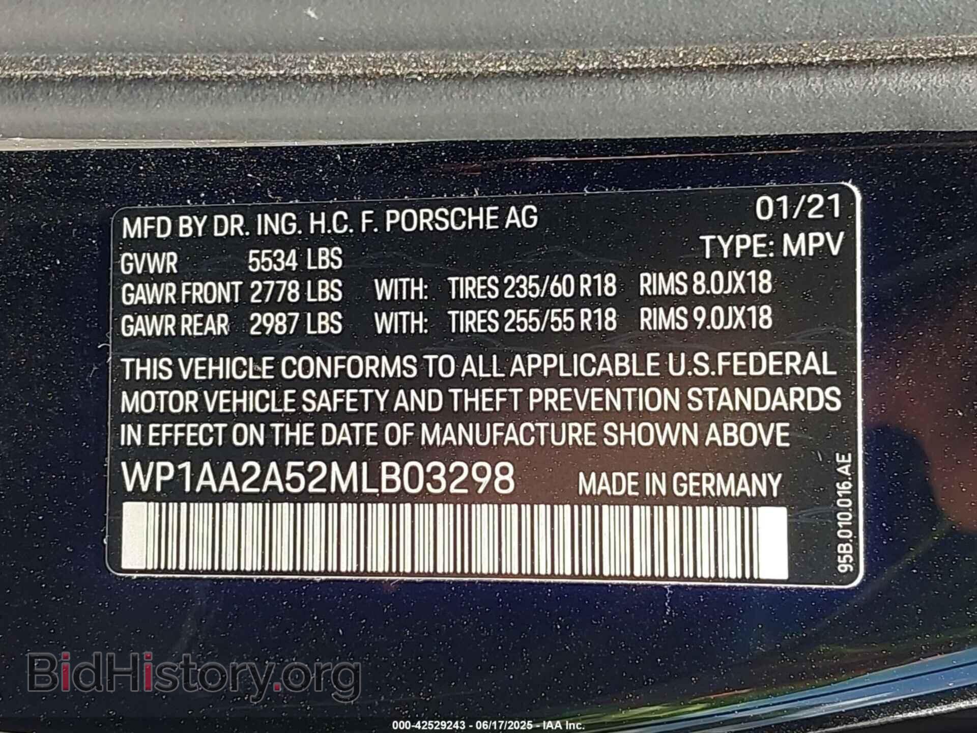 2021 PORSCHE MACAN - VIN: WP1AA2A52MLB03298 - Photo 9