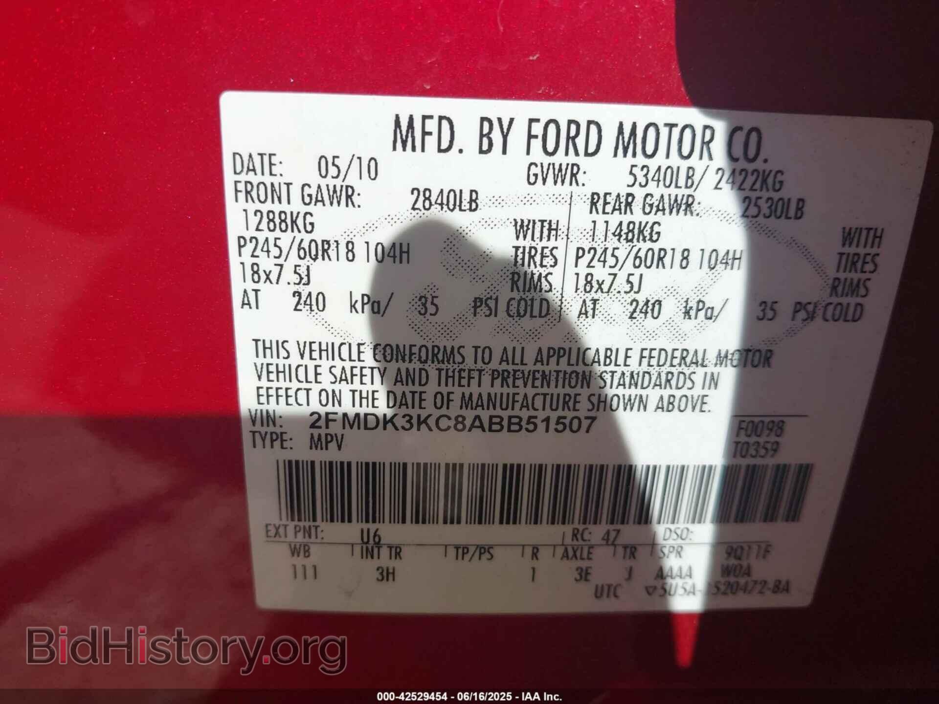 2010 FORD EDGE - VIN: 2FMDK3KC8ABB51507 - Фото 9