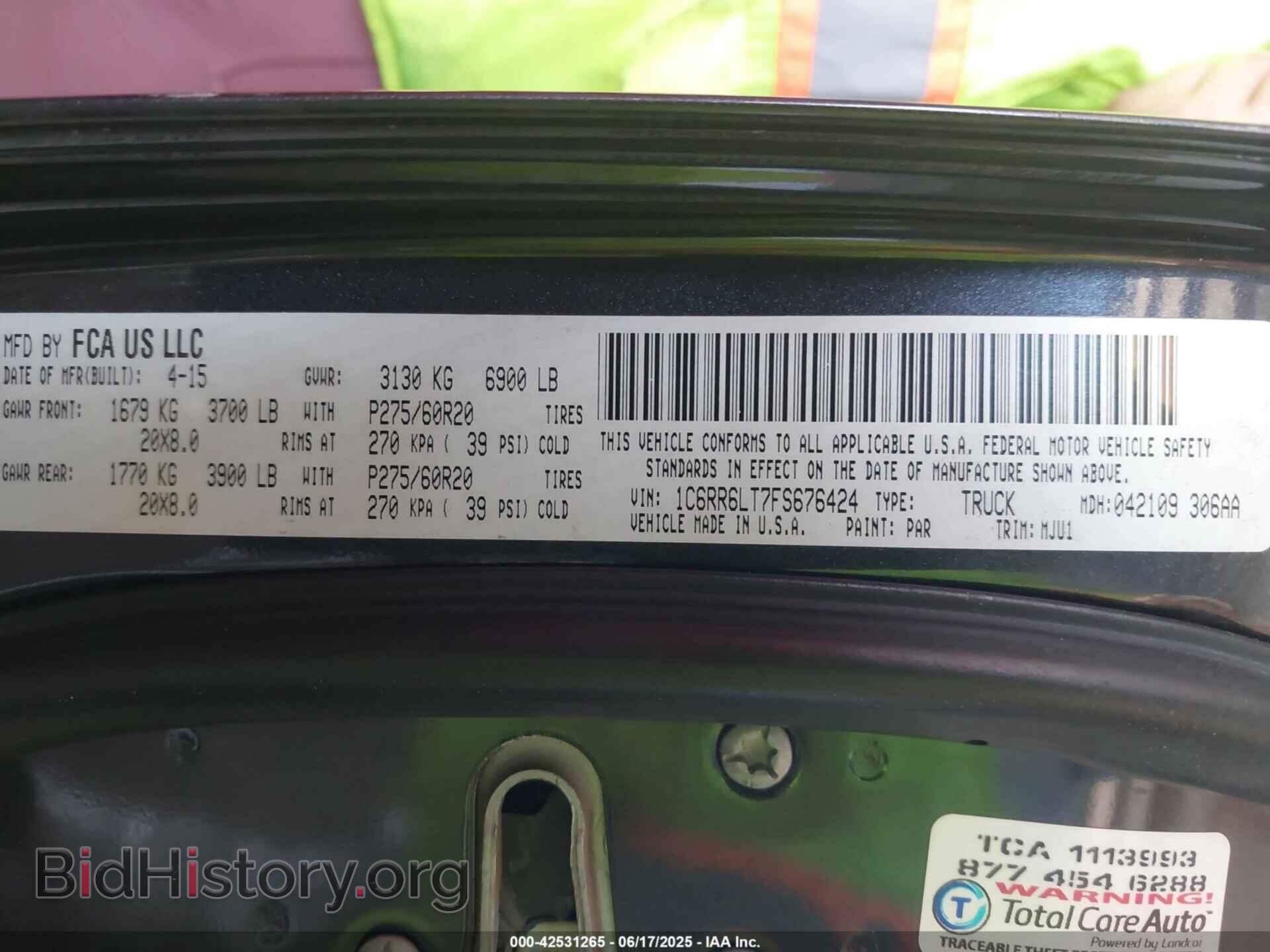 2015 RAM 1500 - VIN: 1C6RR6LT7FS676424 - Фото 9