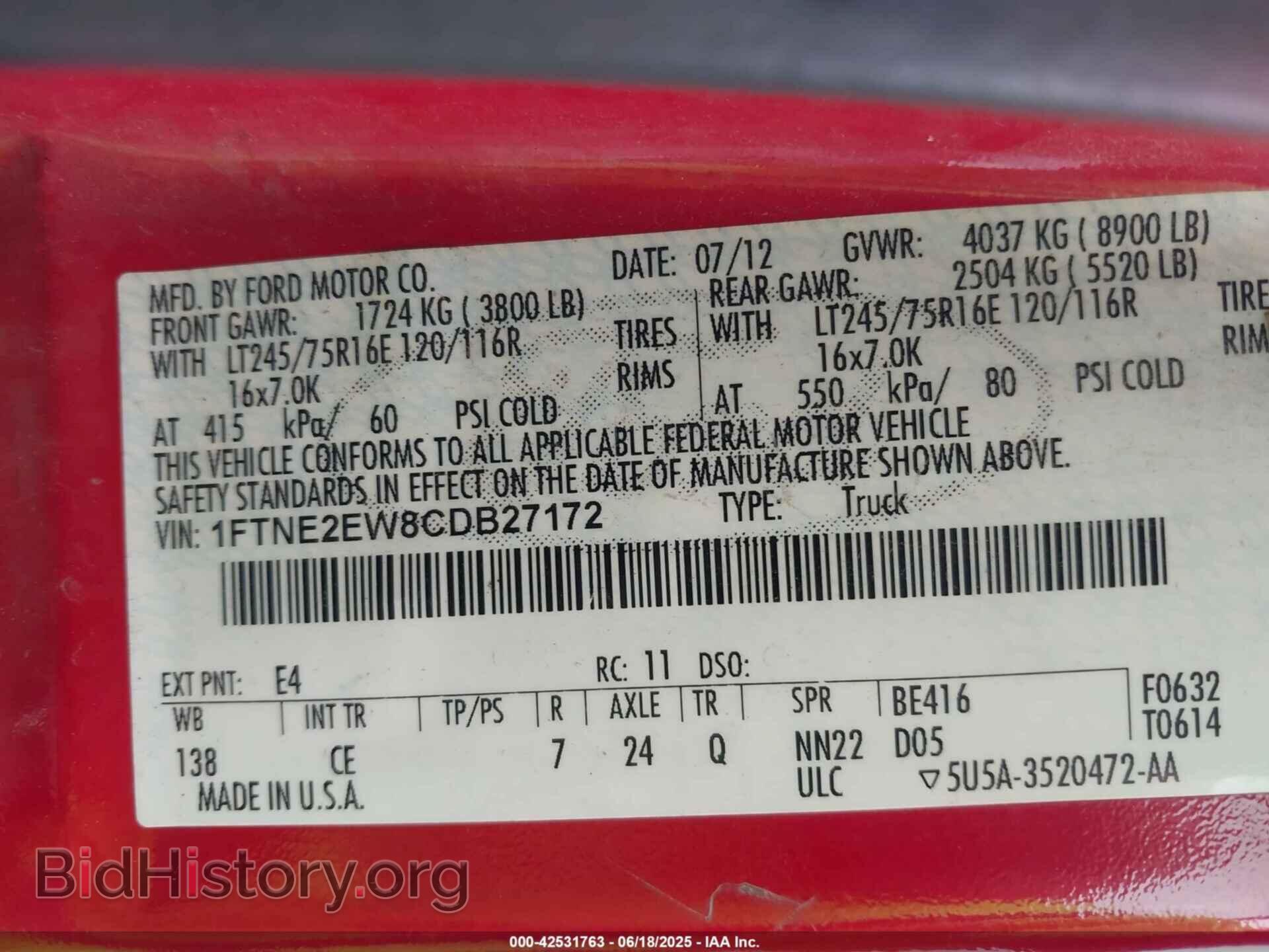 2012 FORD E-250 - VIN: 1FTNE2EW8CDB27172 - Фото 9