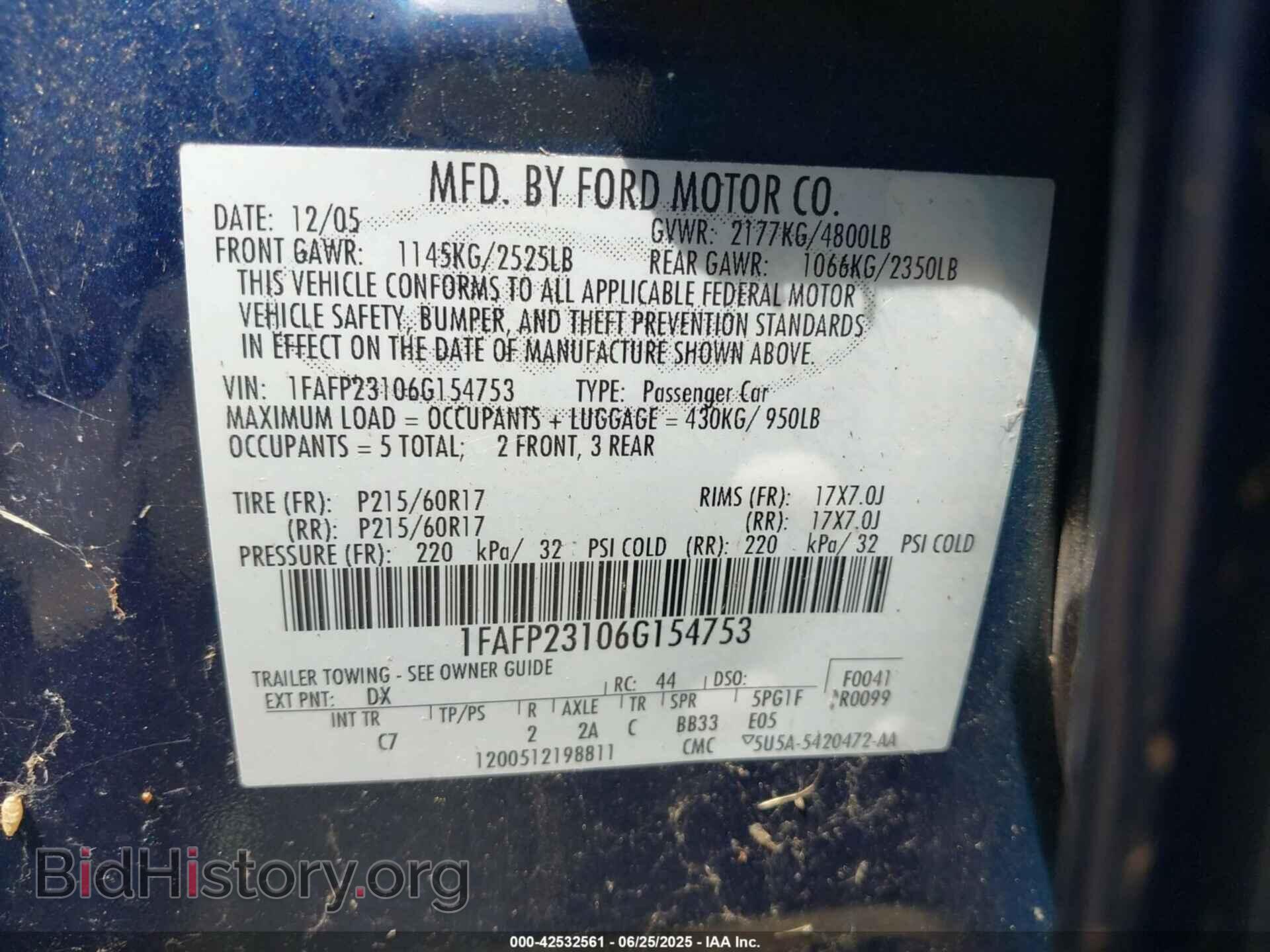 2006 FORD FIVE HUNDRED - VIN: 1FAFP23106G154753 - Фото 9