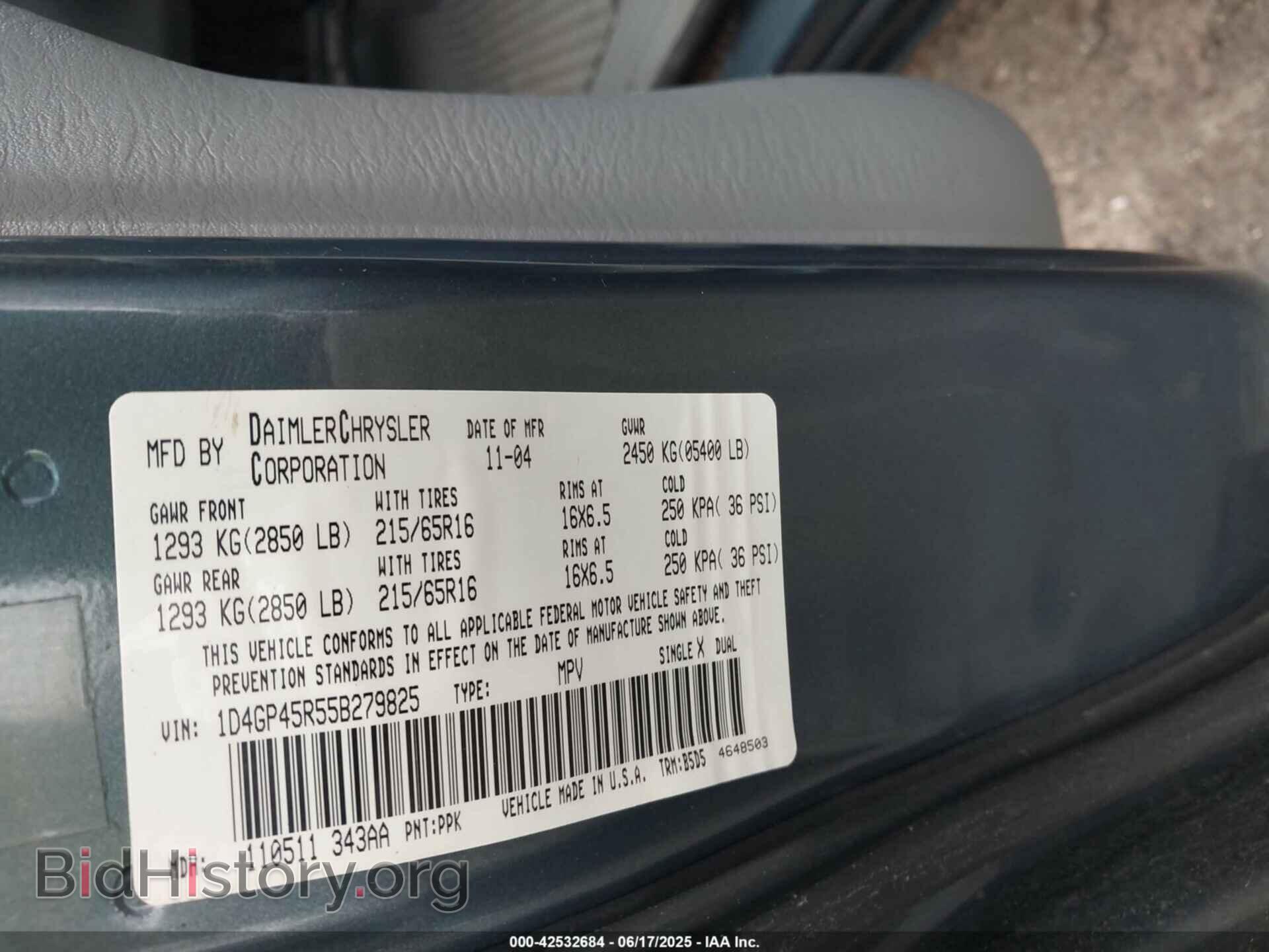 2005 DODGE CARAVAN - VIN: 1D4GP45R55B279825 - Фото 9