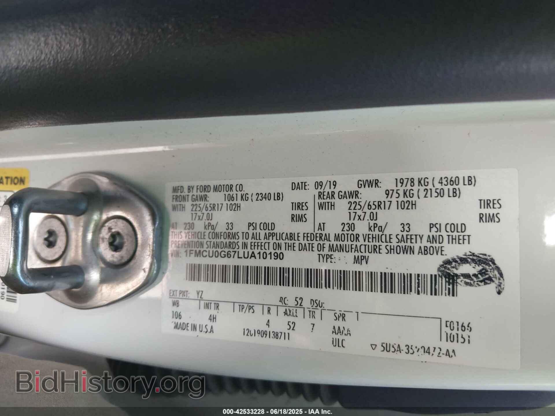 2020 FORD ESCAPE - VIN: 1FMCU0G67LUA10190 - Photo 9