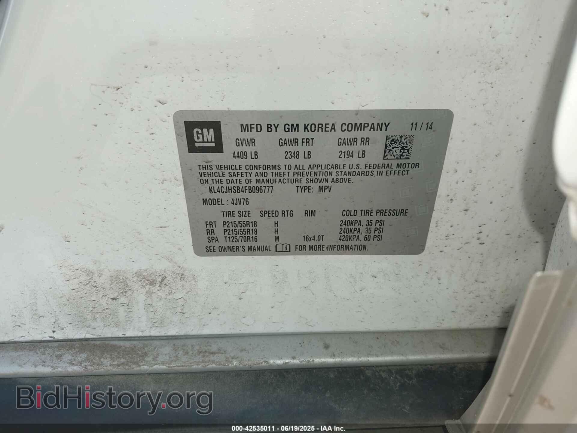 2015 BUICK ENCORE - VIN: KL4CJHSB4FB096777 - Photo 9