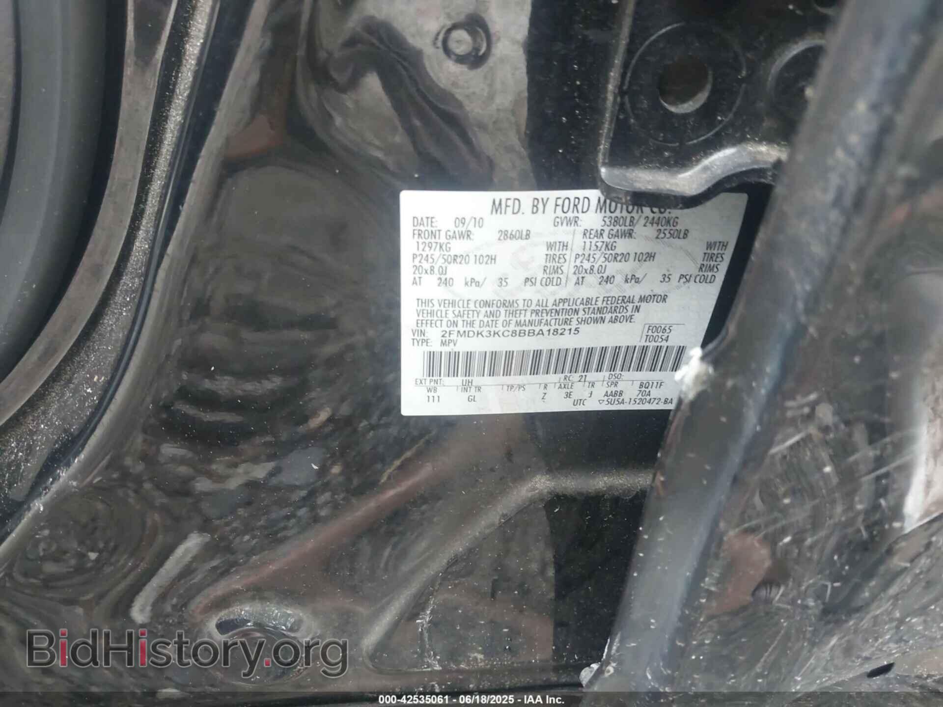 2011 FORD EDGE - VIN: 2FMDK3KC8BBA18215 - Фото 9