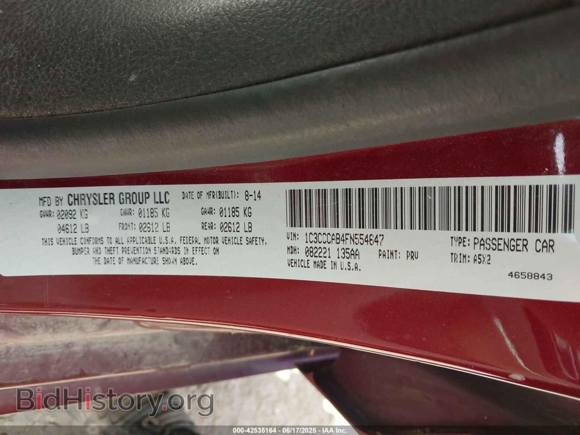 2015 CHRYSLER 200 - VIN: 1C3CCCAB4FN554647 - Фото 9