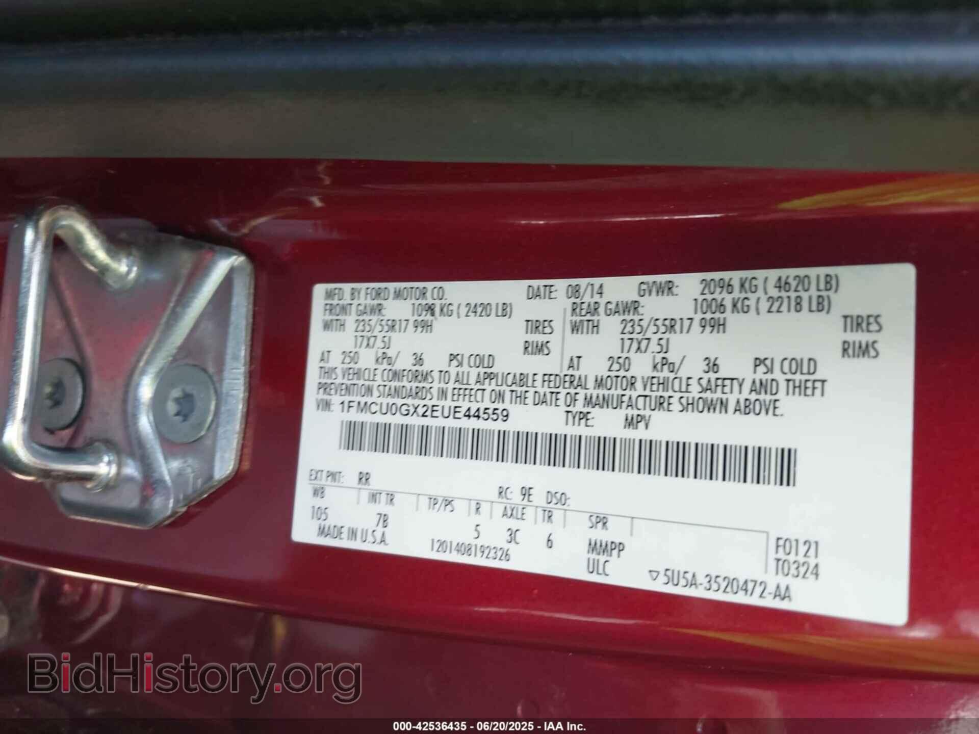 2014 FORD ESCAPE - VIN: 1FMCU0GX2EUE44559 - Photo 9
