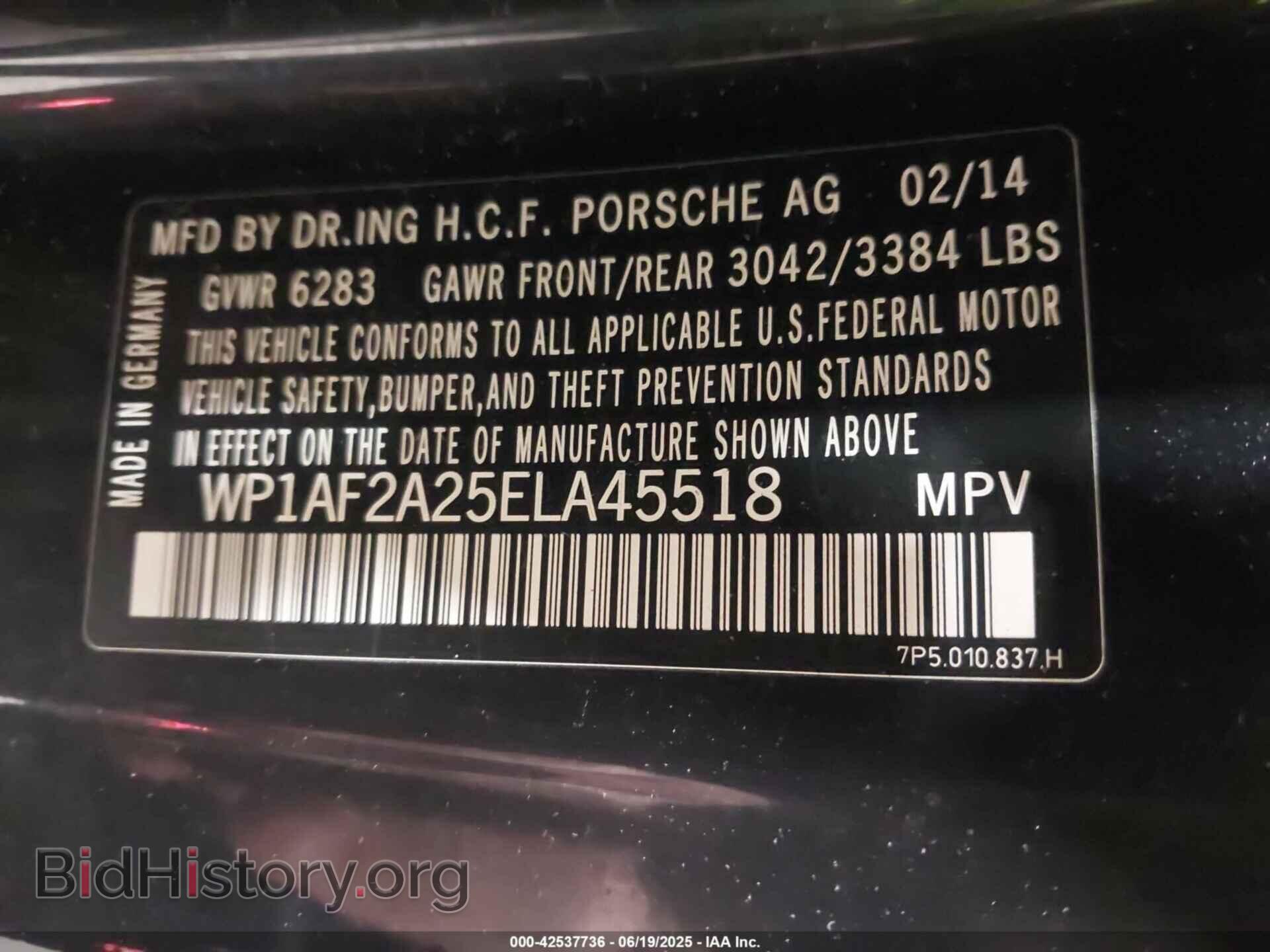 2014 PORSCHE CAYENNE - VIN: WP1AF2A25ELA45518 - Фото 9
