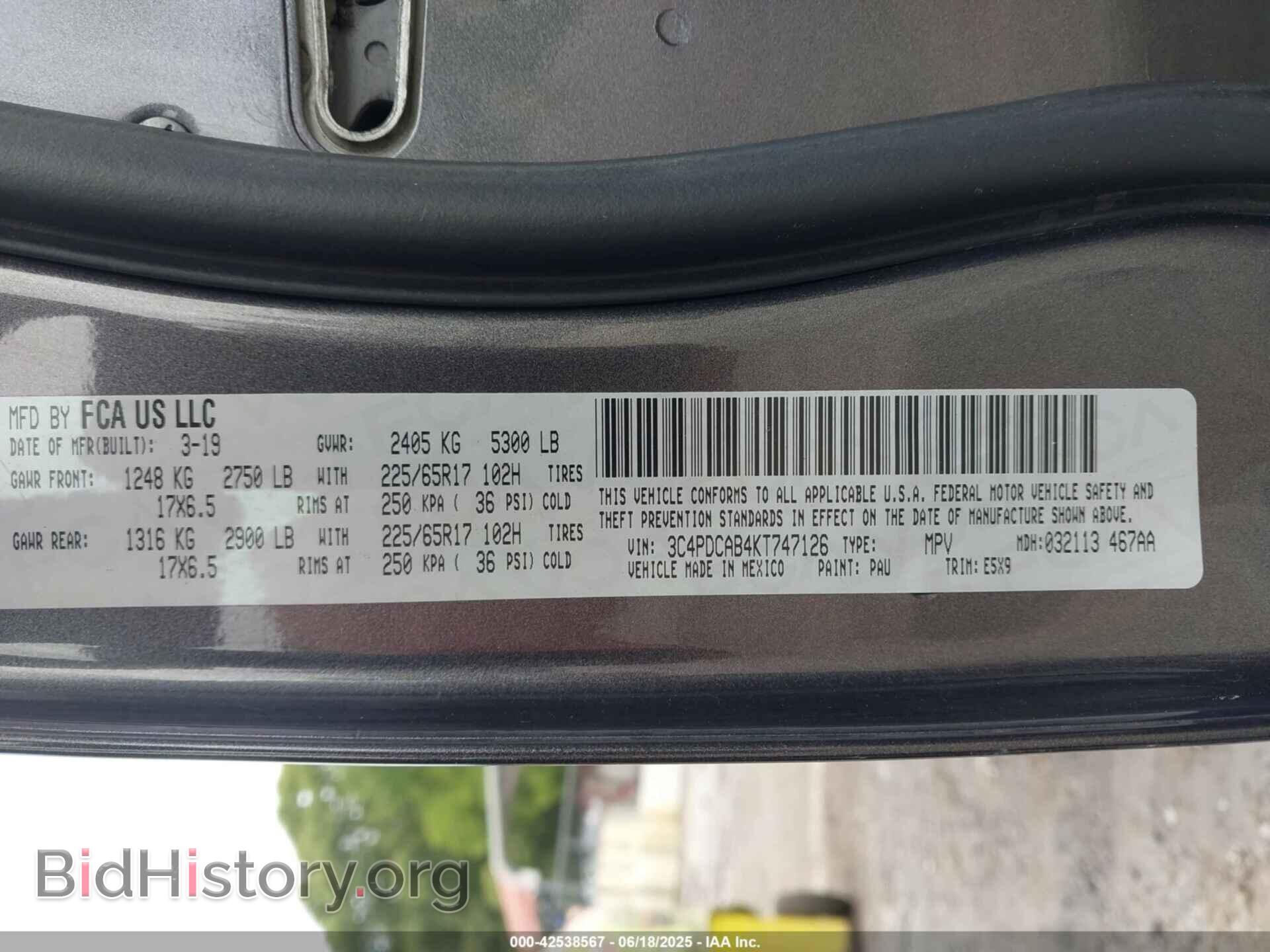 2019 DODGE JOURNEY - VIN: 3C4PDCAB4KT747126 - Photo 9