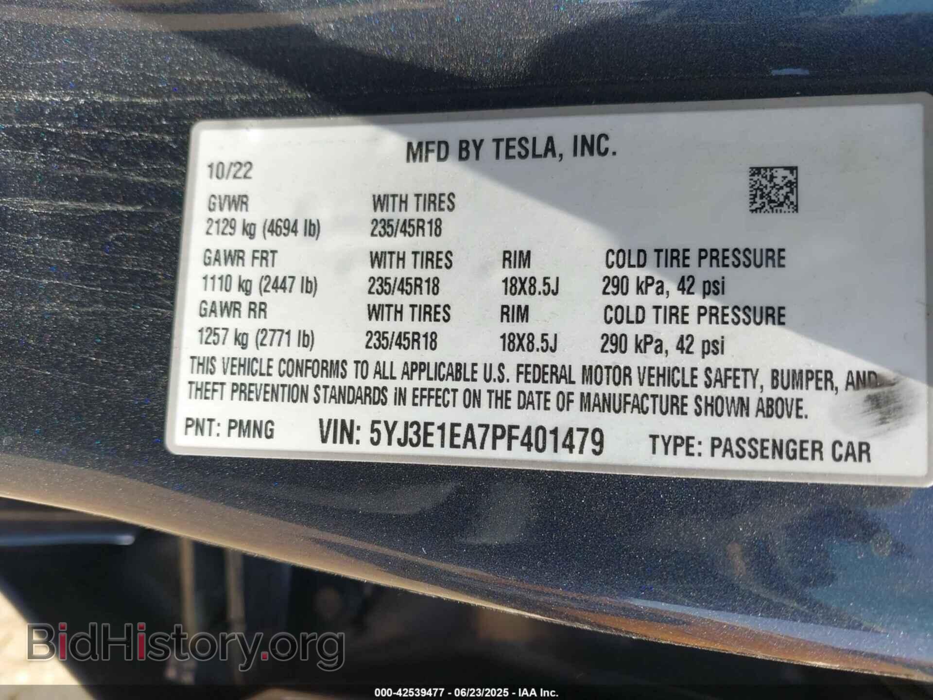 2023 TESLA MODEL 3 - VIN: 5YJ3E1EA7PF401479 - Фото 9