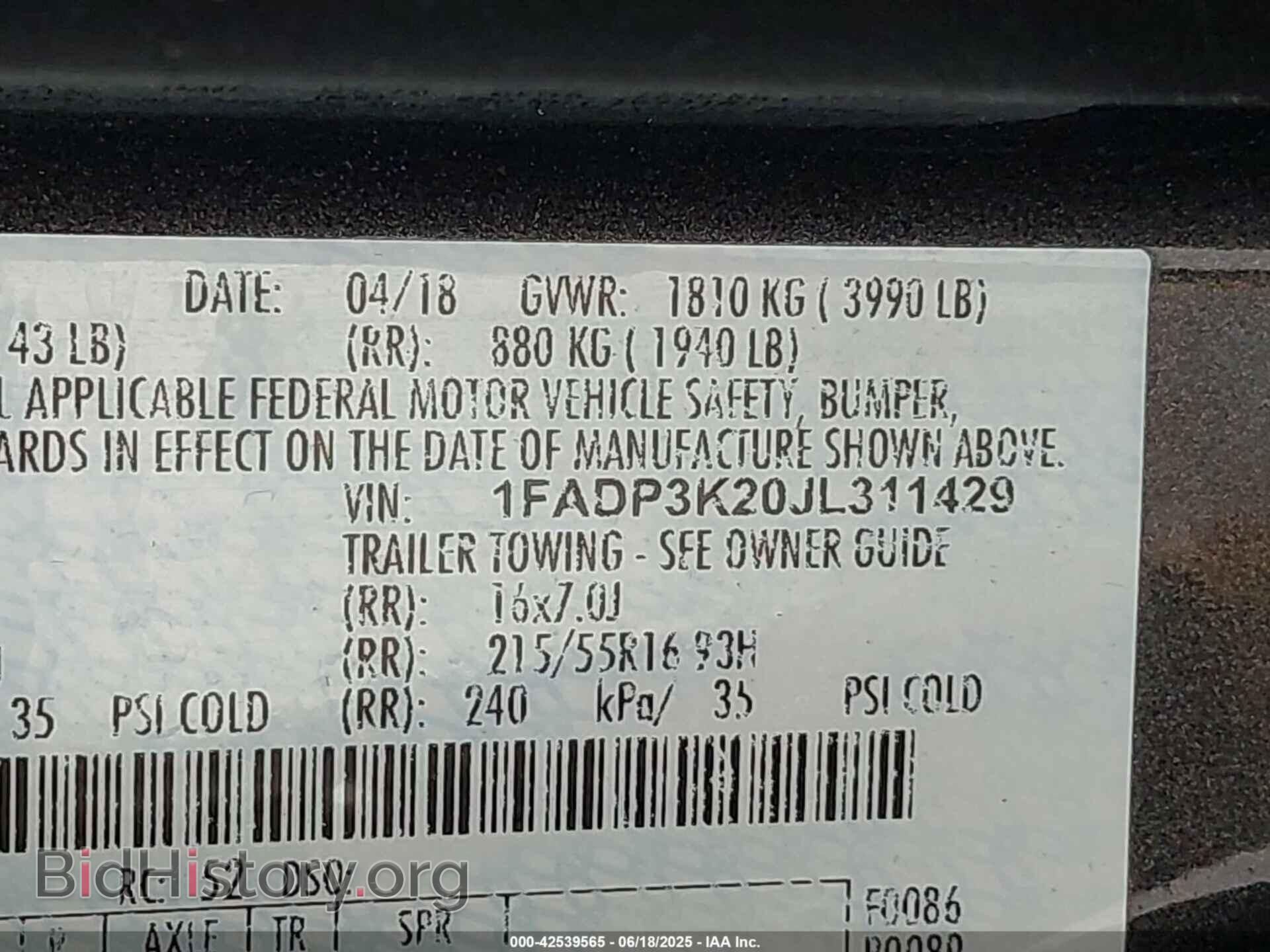 2018 FORD FOCUS - VIN: 1FADP3K20JL311429 - Фото 9