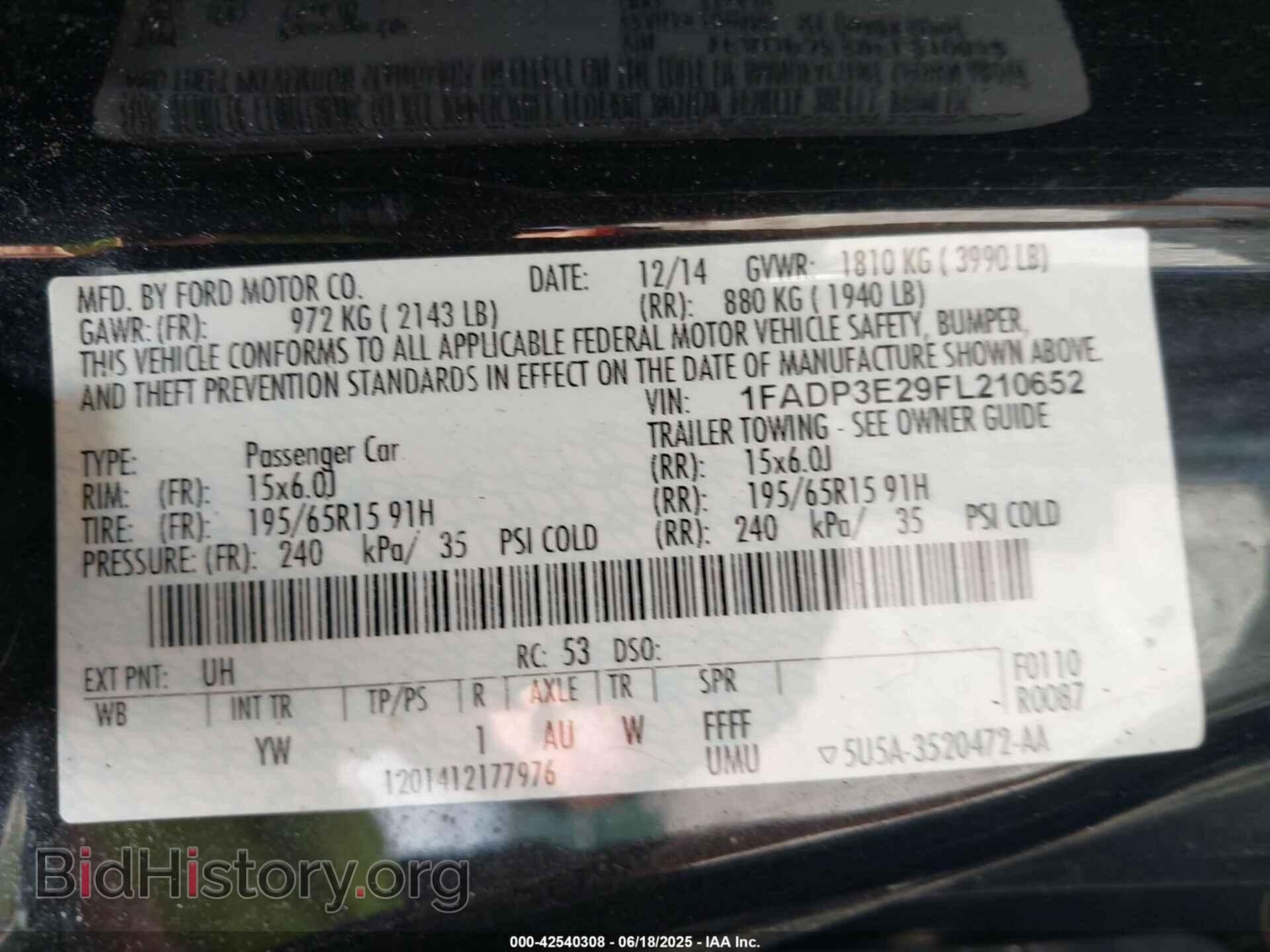 2015 FORD FOCUS - VIN: 1FADP3E29FL210652 - Фото 9