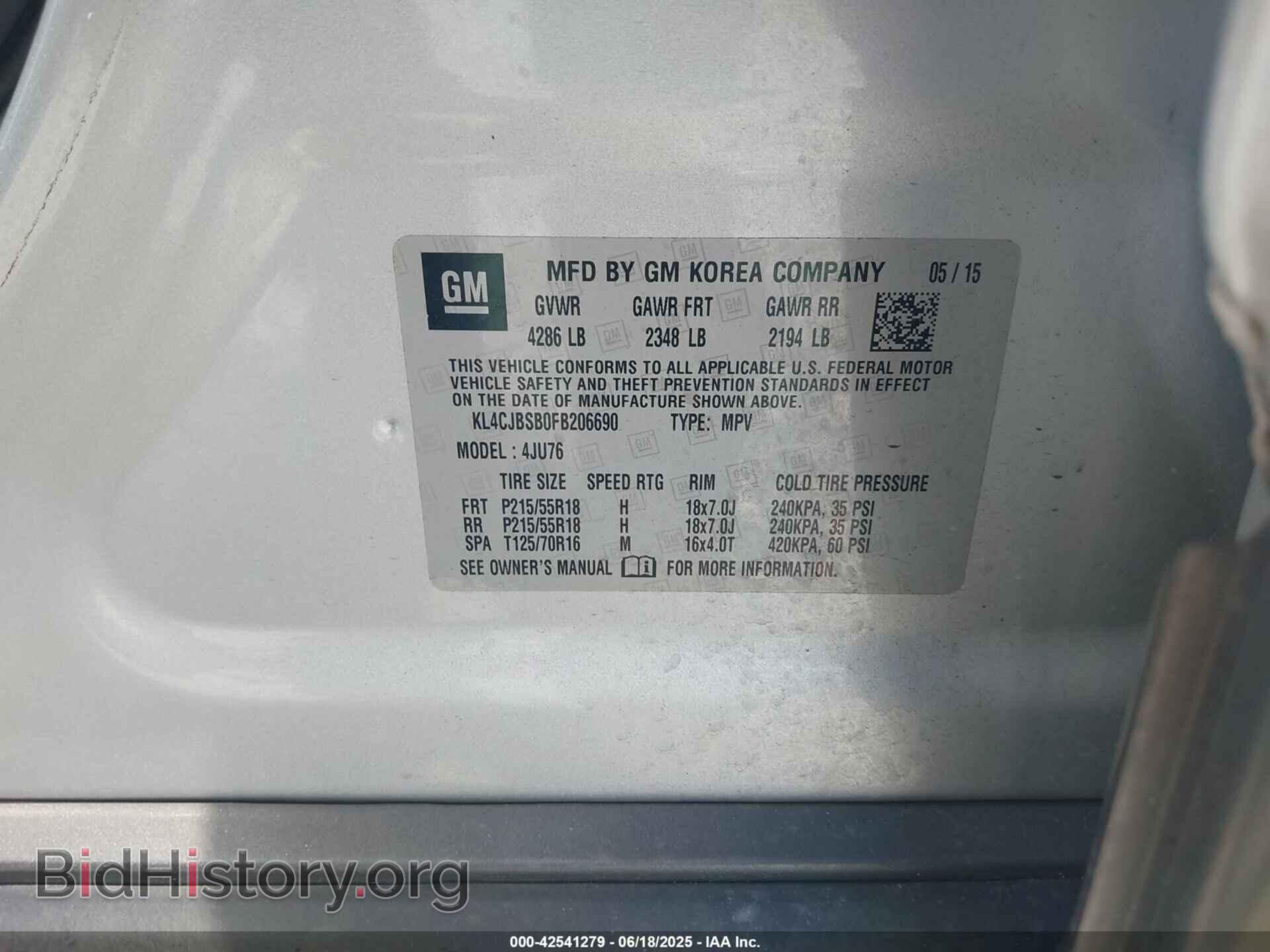 2015 BUICK ENCORE - VIN: KL4CJBSB0FB206690 - Photo 9