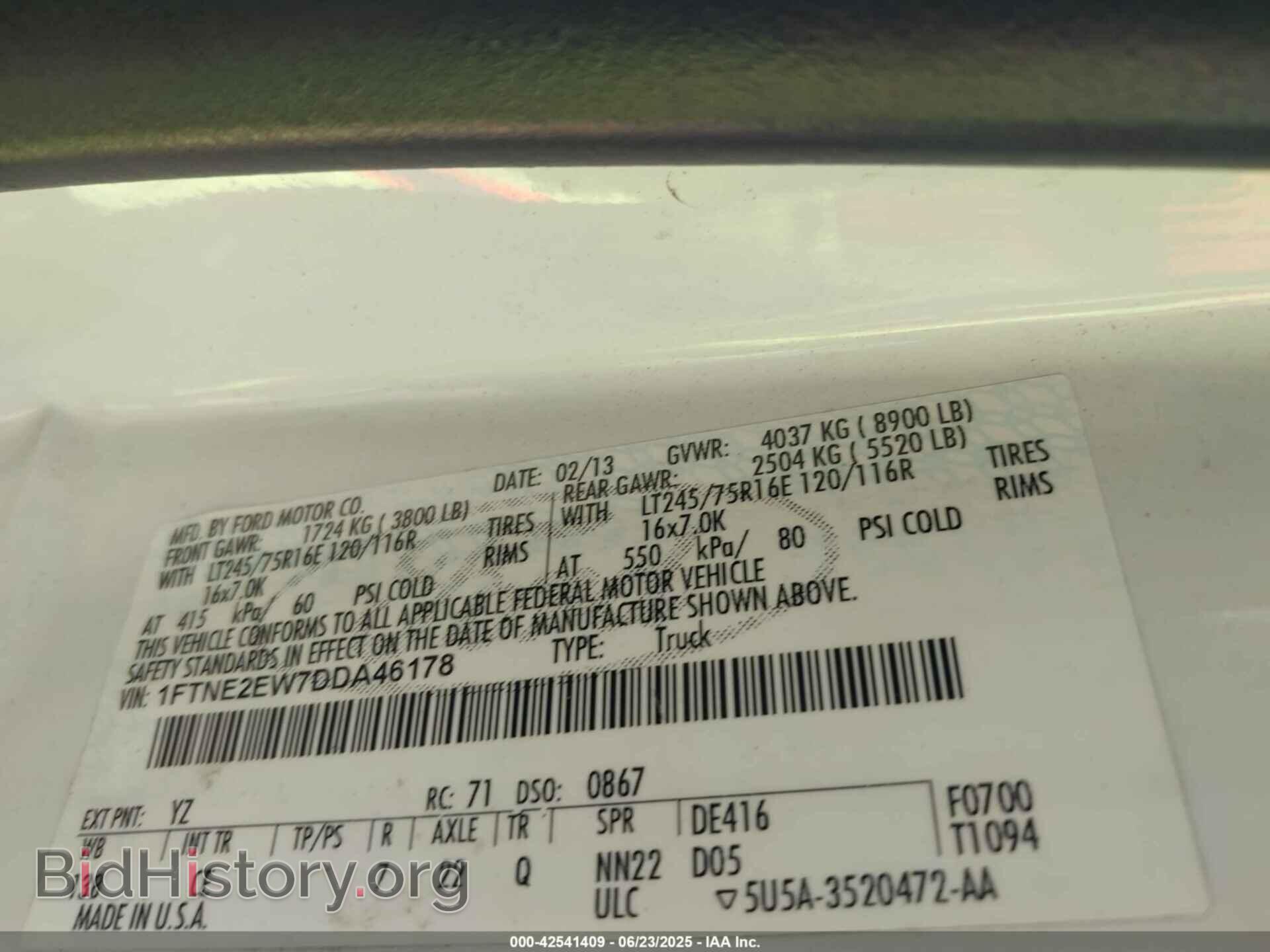 2013 FORD E-250 - VIN: 1FTNE2EW7DDA46178 - Фото 9