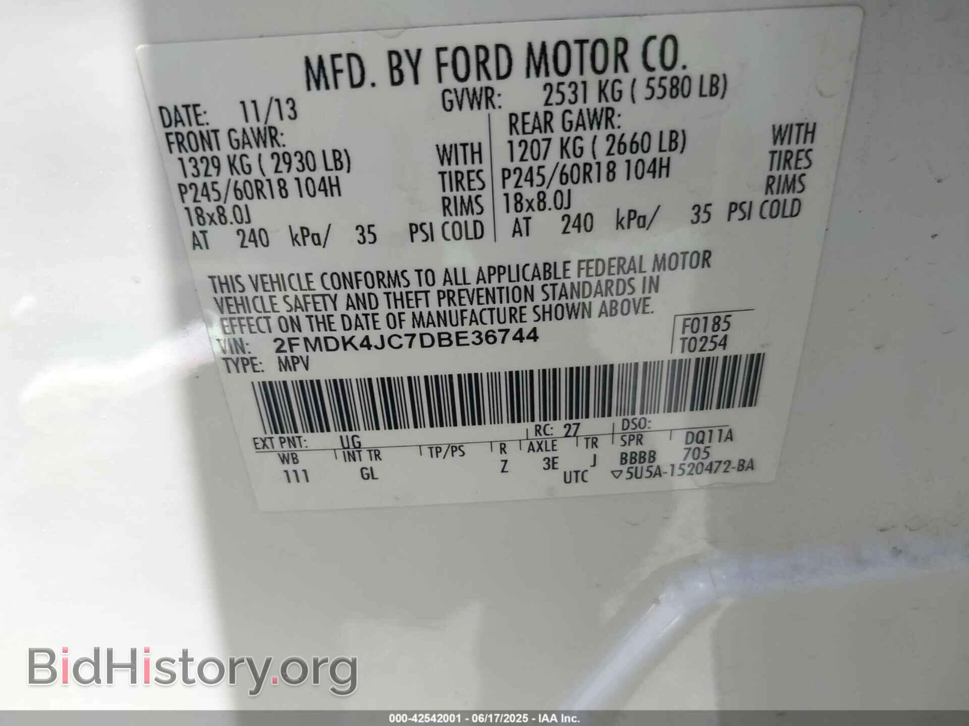 2013 FORD EDGE - VIN: 2FMDK4JC7DBE36744 - Фото 9