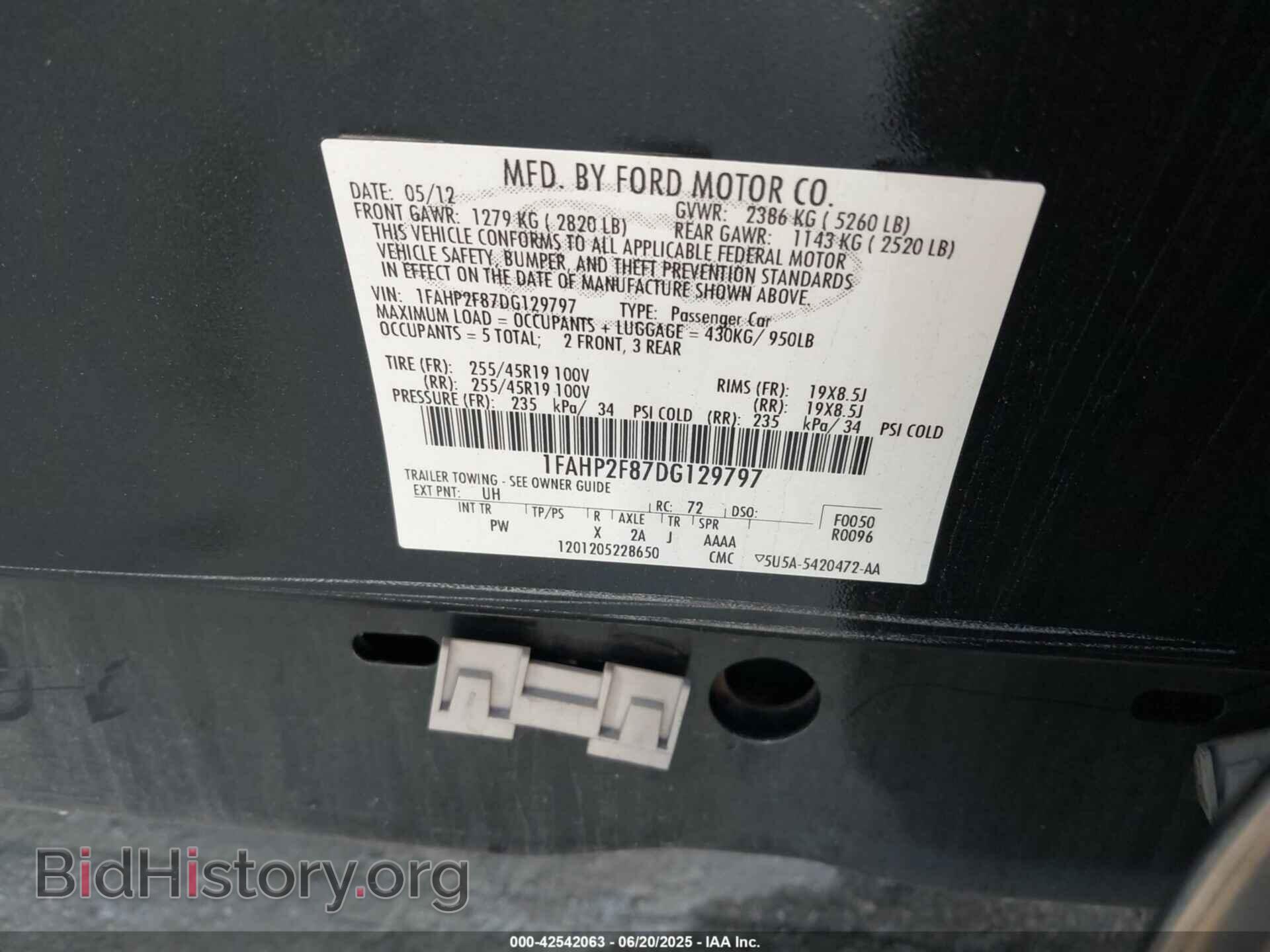 2013 FORD TAURUS - VIN: 1FAHP2F87DG129797 - Фото 9