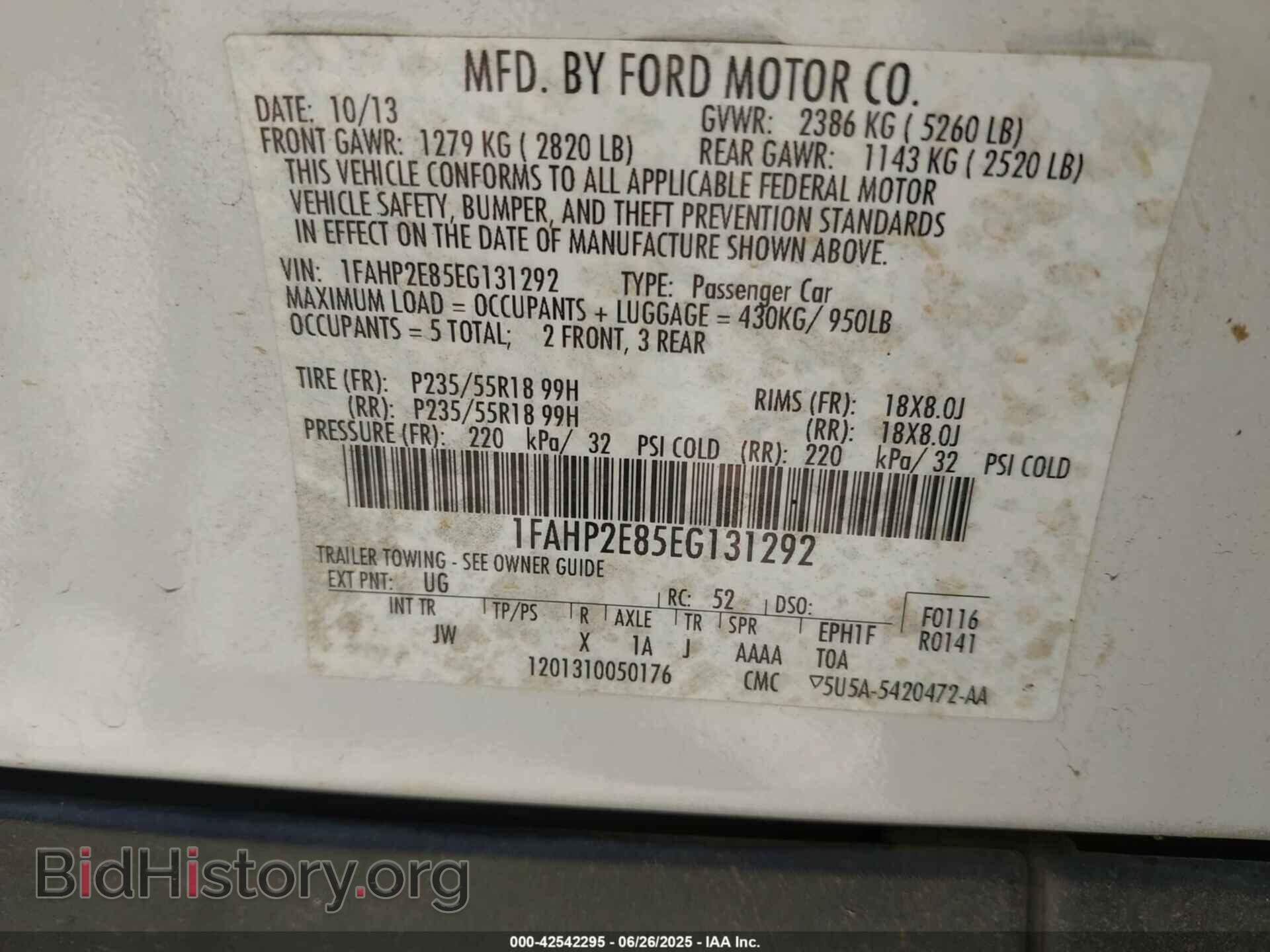 2014 FORD TAURUS - VIN: 1FAHP2E85EG131292 - Photo 9