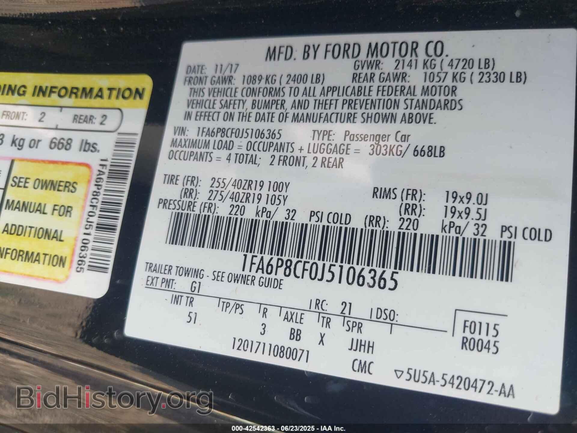 2018 FORD MUSTANG - VIN: 1FA6P8CF0J5106365 - Фото 9