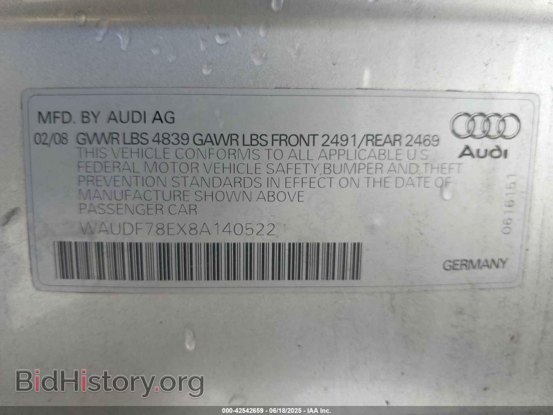 2008 AUDI A4 - VIN: WAUDF78EX8A140522 - Фото 9