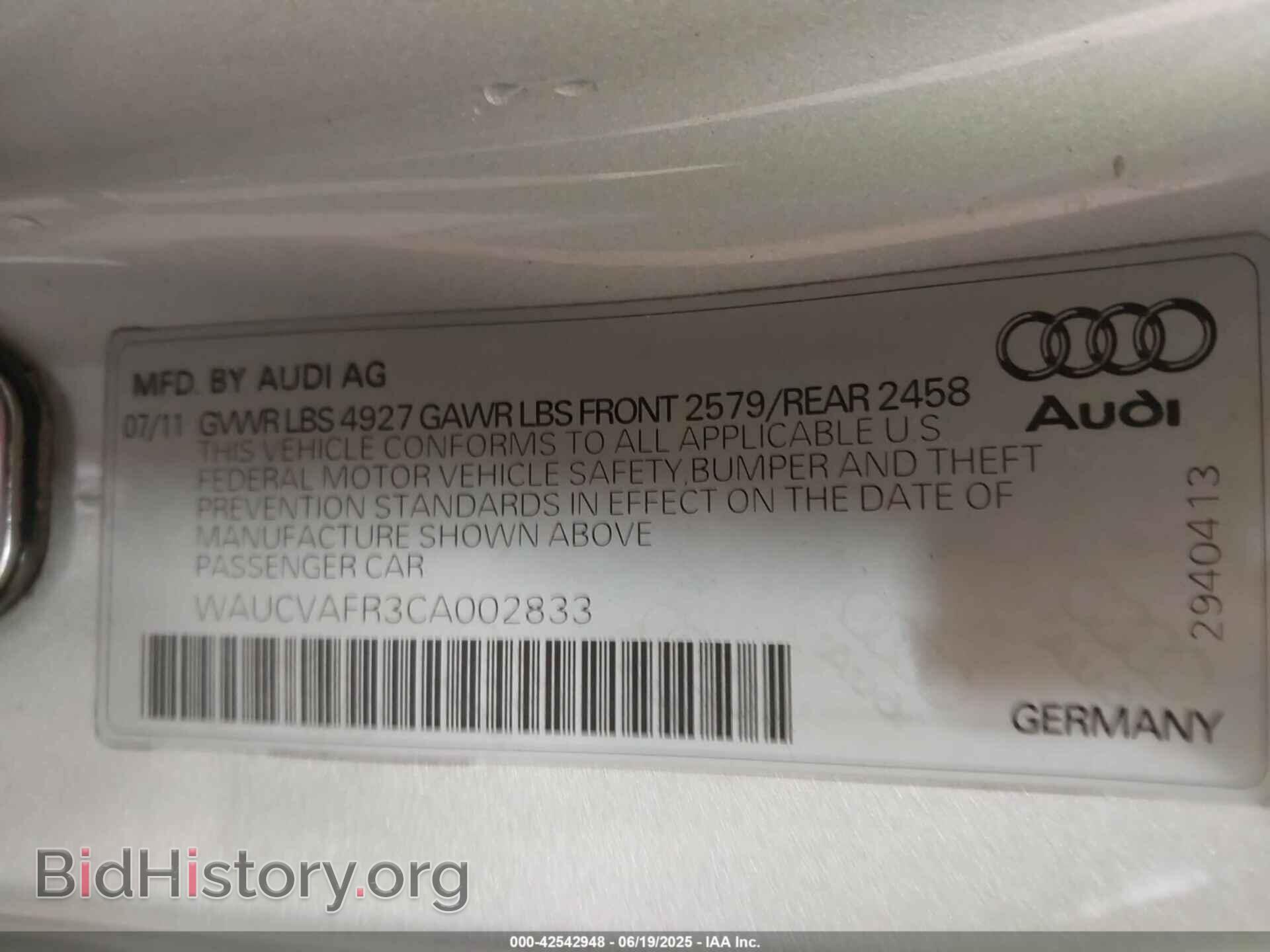 2012 AUDI S5 - VIN: WAUCVAFR3CA002833 - Фото 9