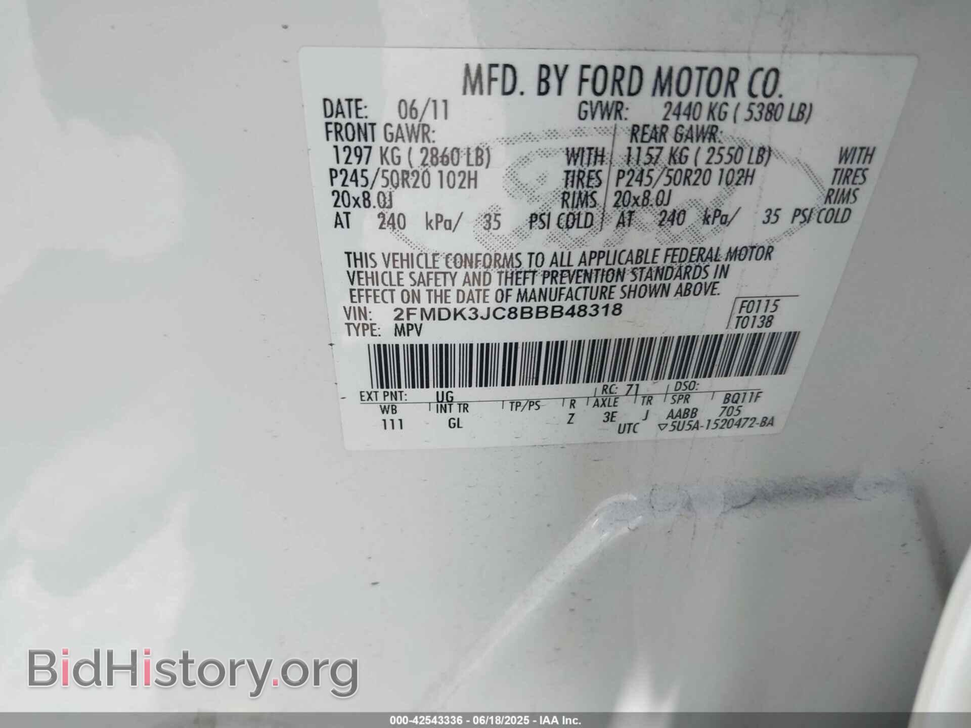2011 FORD EDGE - VIN: 2FMDK3JC8BBB48318 - Photo 9