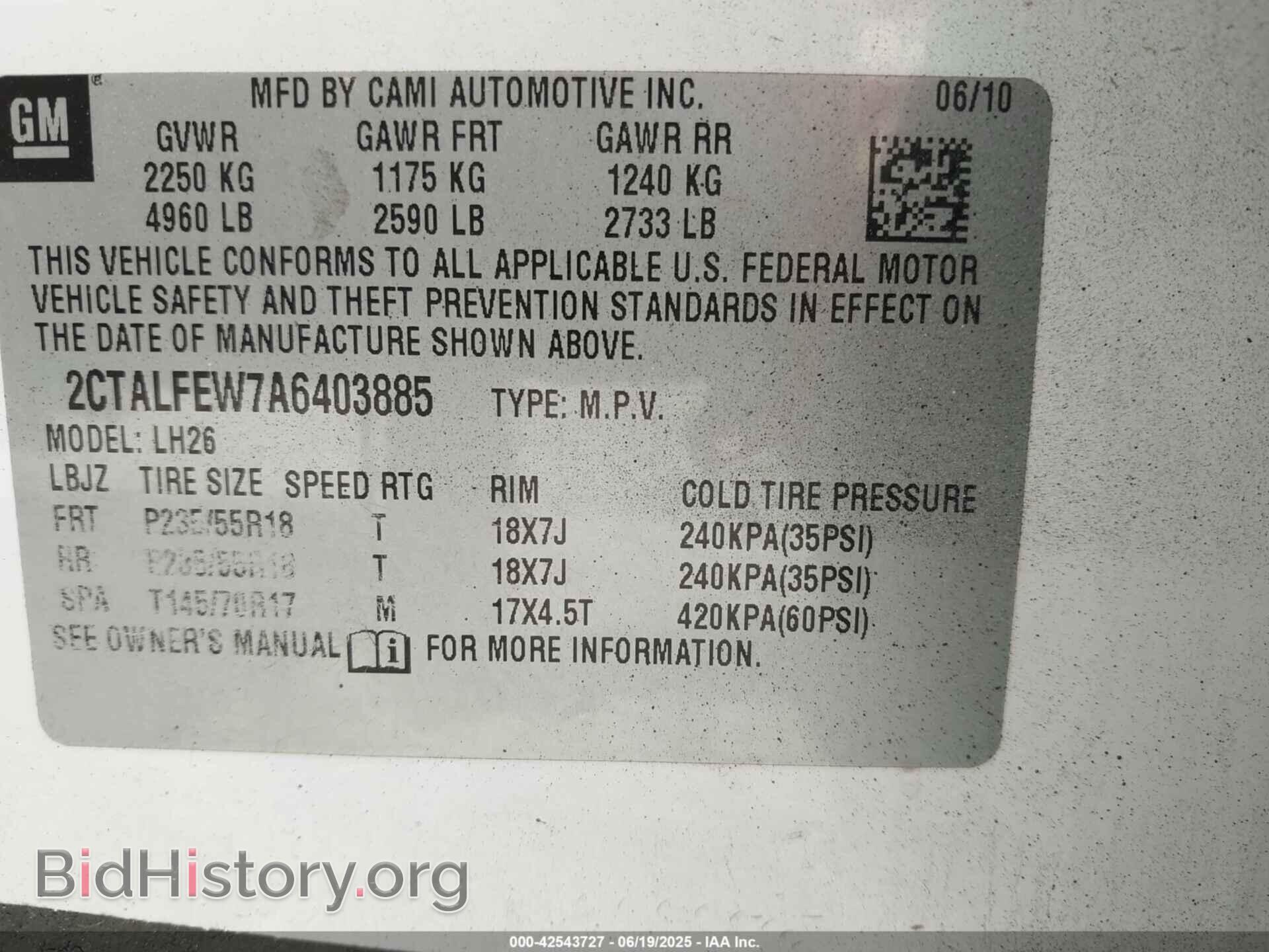 2010 GMC TERRAIN - VIN: 2CTALFEW7A6403885 - Фото 9