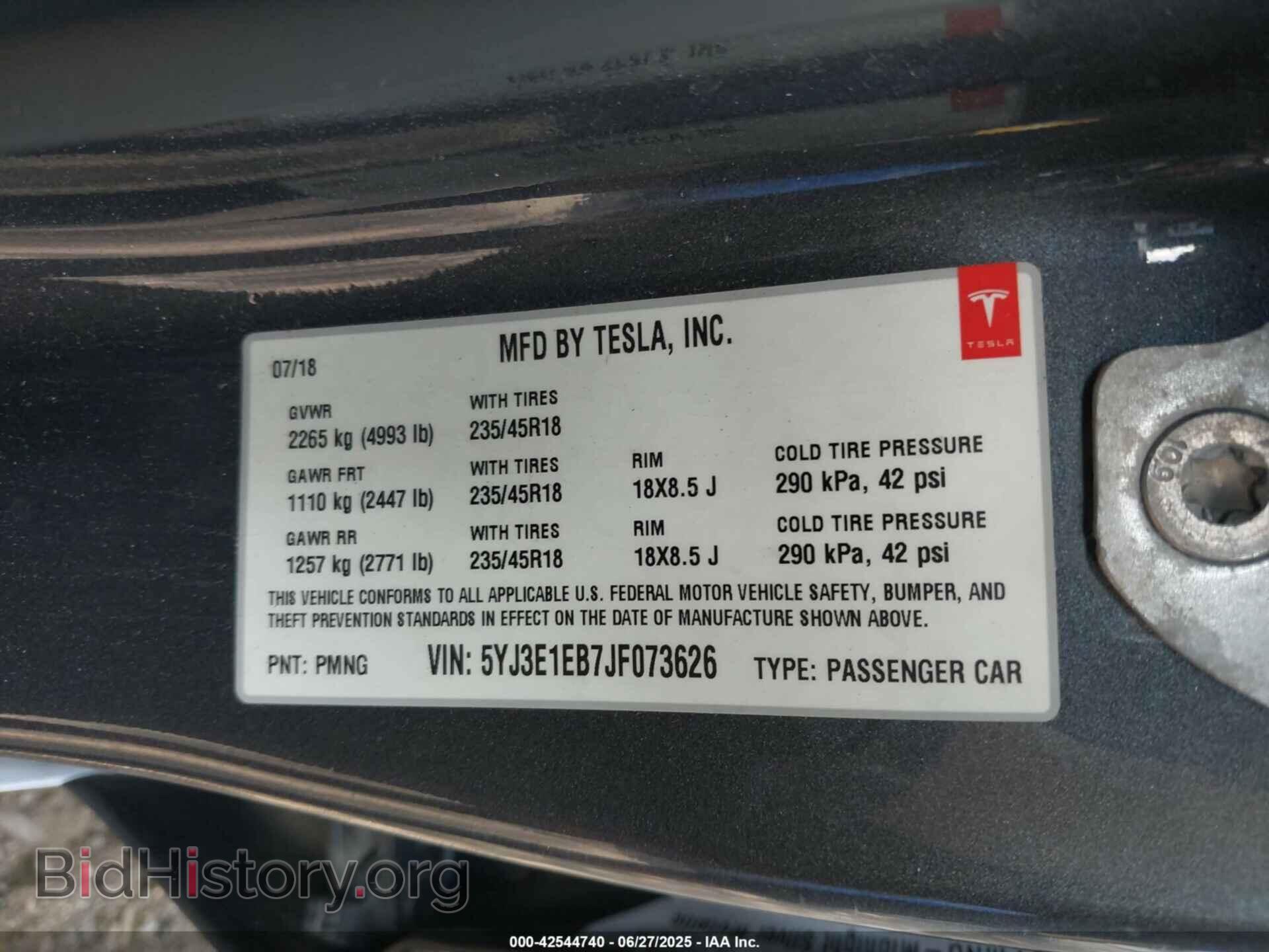 2018 TESLA MODEL 3 - VIN: 5YJ3E1EB7JF073626 - Photo 9