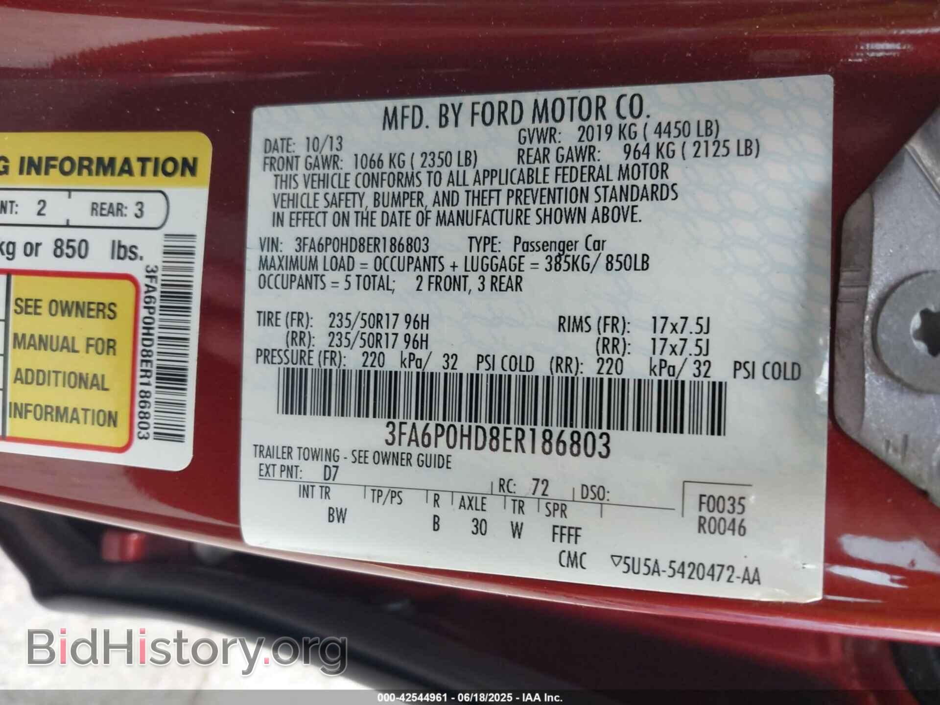 2014 FORD FUSION - VIN: 3FA6P0HD8ER186803 - Фото 9