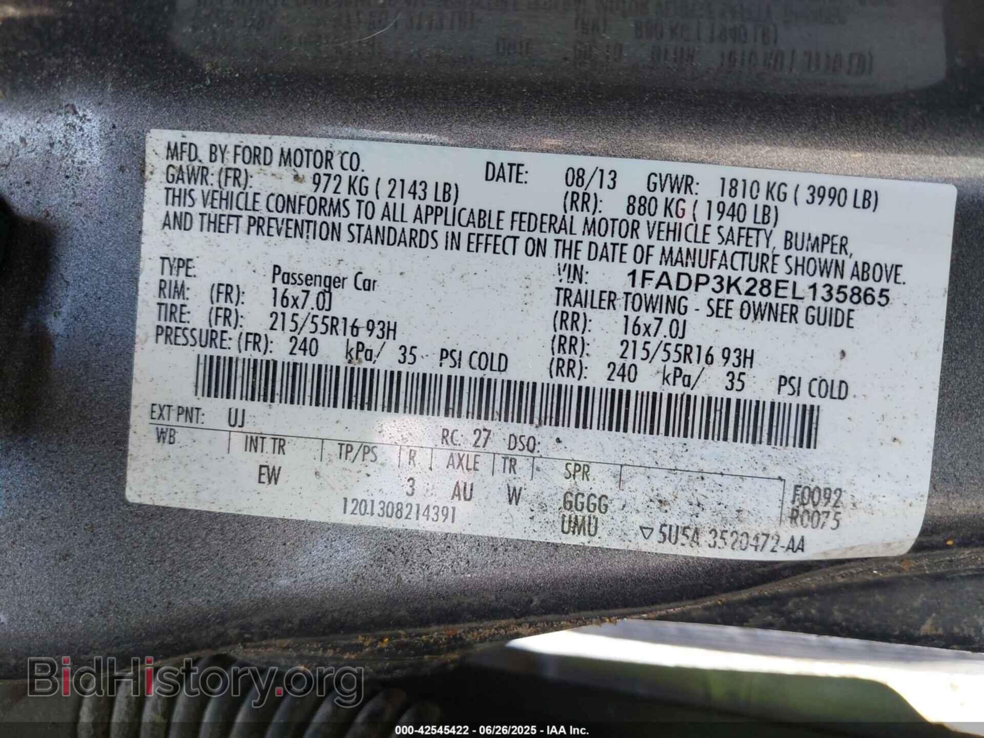 2014 FORD FOCUS - VIN: 1FADP3K28EL135865 - Фото 9