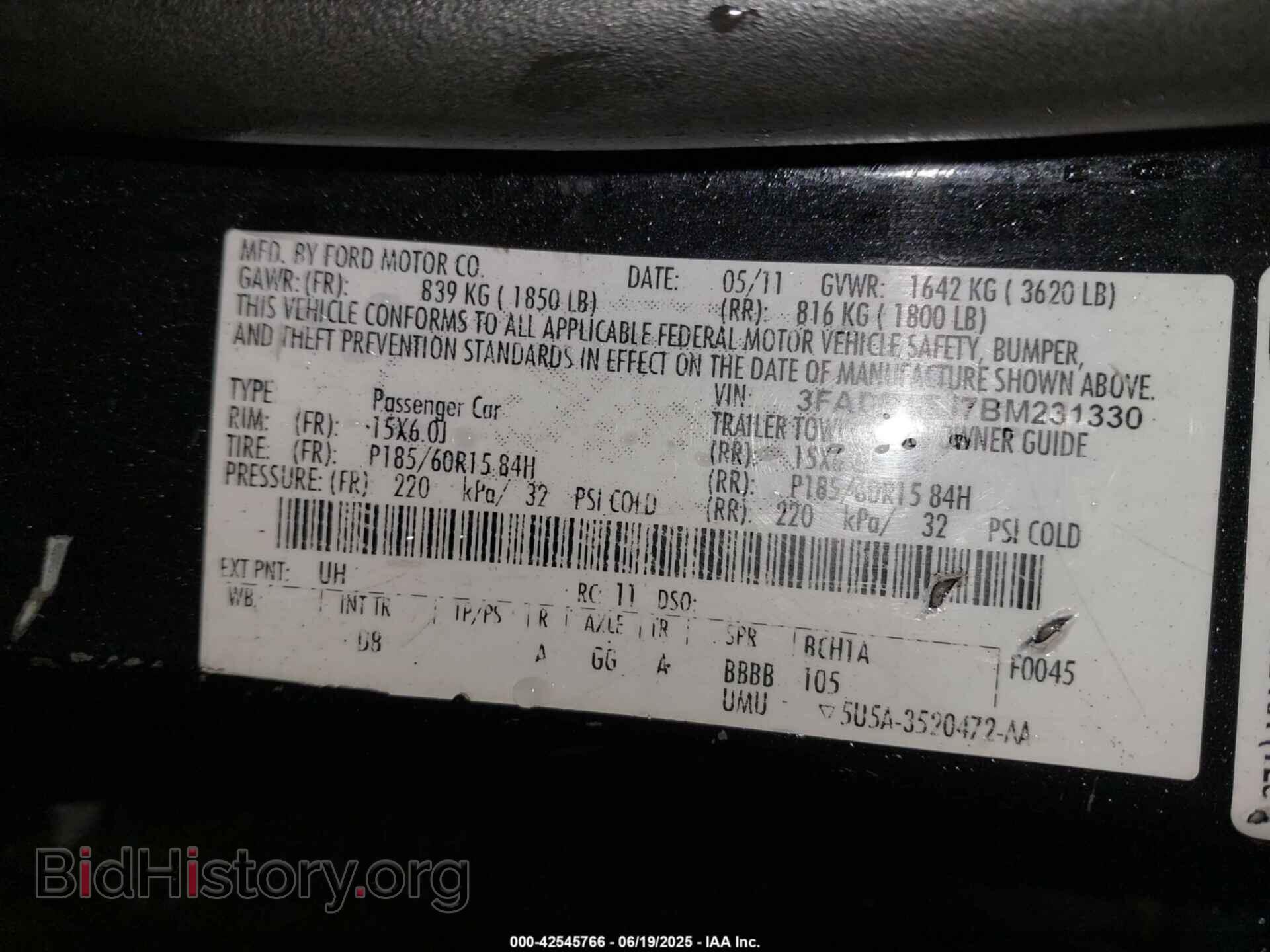 2011 FORD FIESTA - VIN: 3FADP4EJ7BM231330 - Фото 9