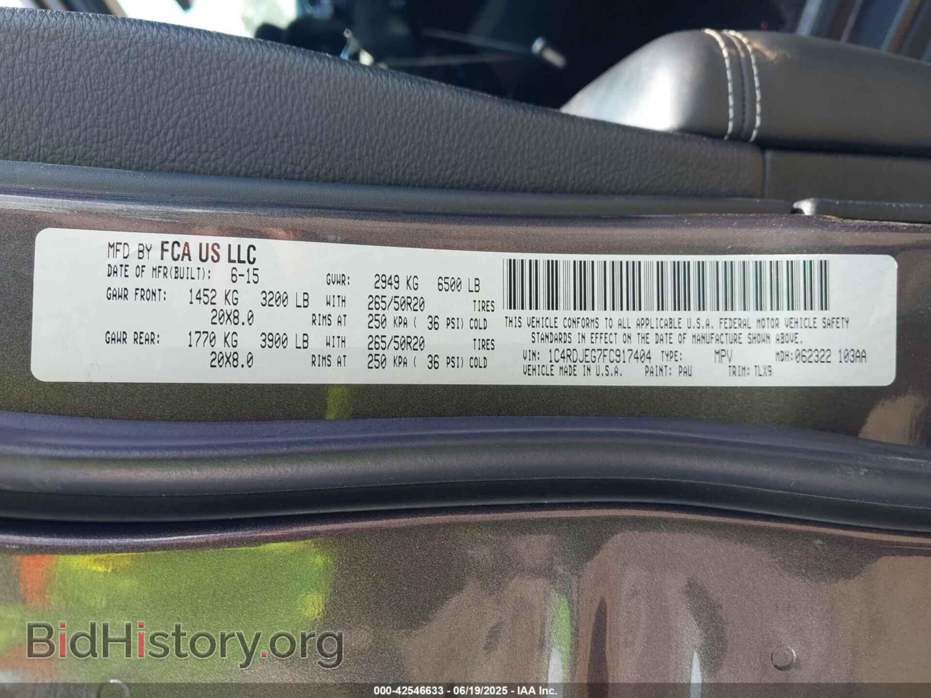 2015 DODGE DURANGO - VIN: 1C4RDJEG7FC917404 - Photo 9