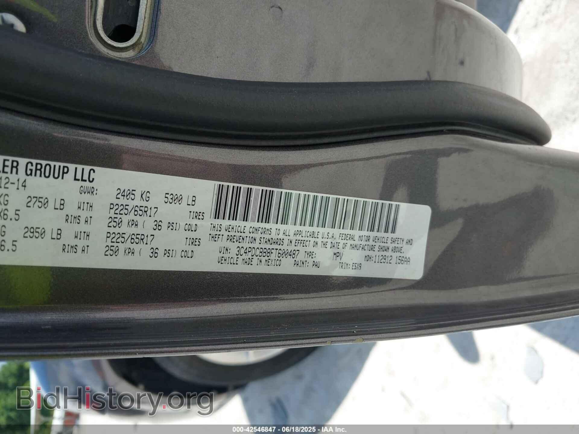2015 DODGE JOURNEY - VIN: 3C4PDCBB8FT600487 - Фото 9