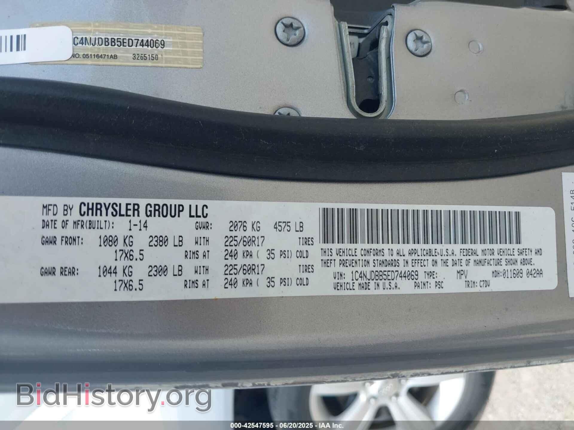 2014 JEEP COMPASS - VIN: 1C4NJDBB5ED744069 - Фото 9