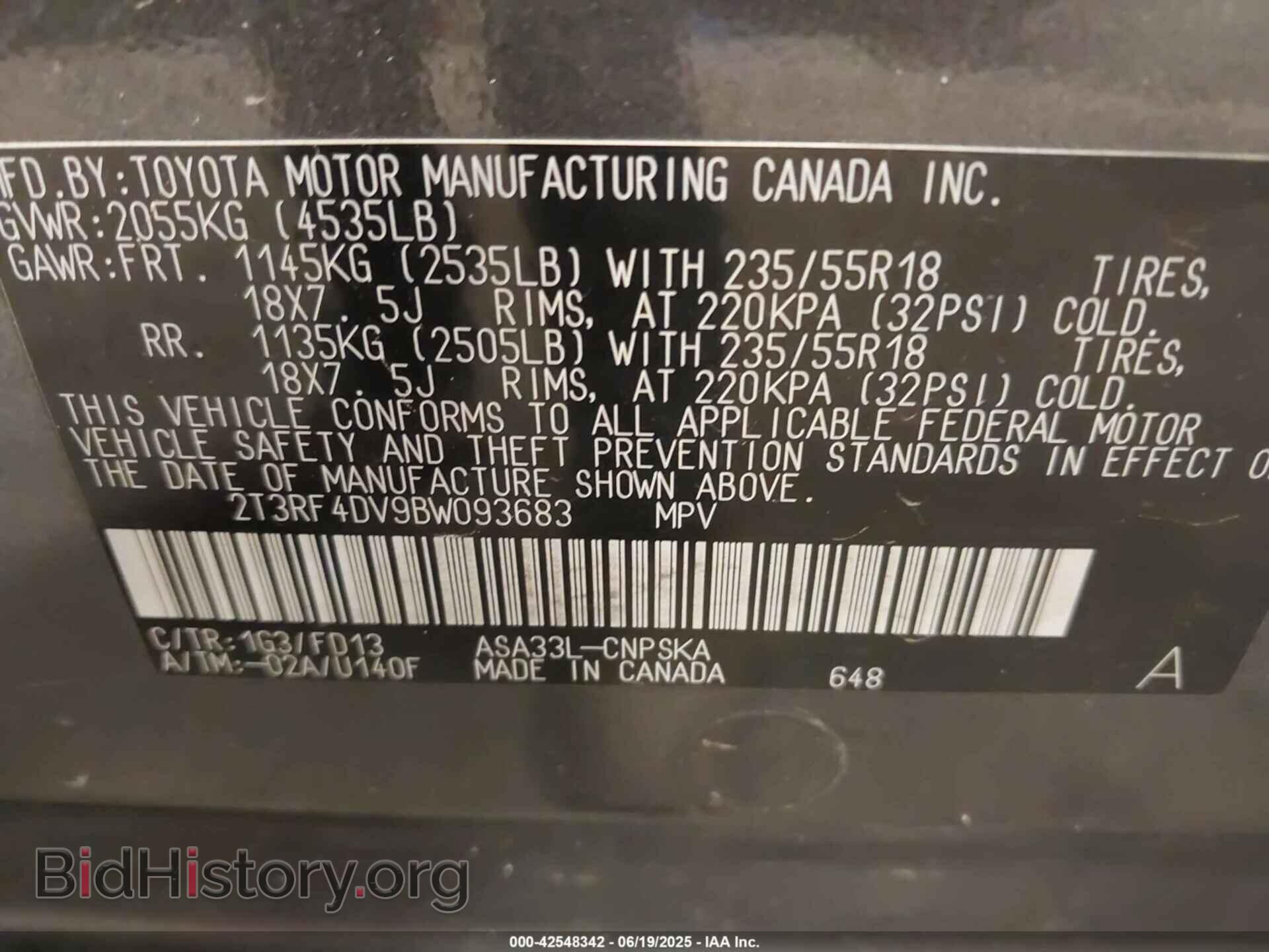 2011 TOYOTA RAV4 - VIN: 2T3RF4DV9BW093683 - Фото 9