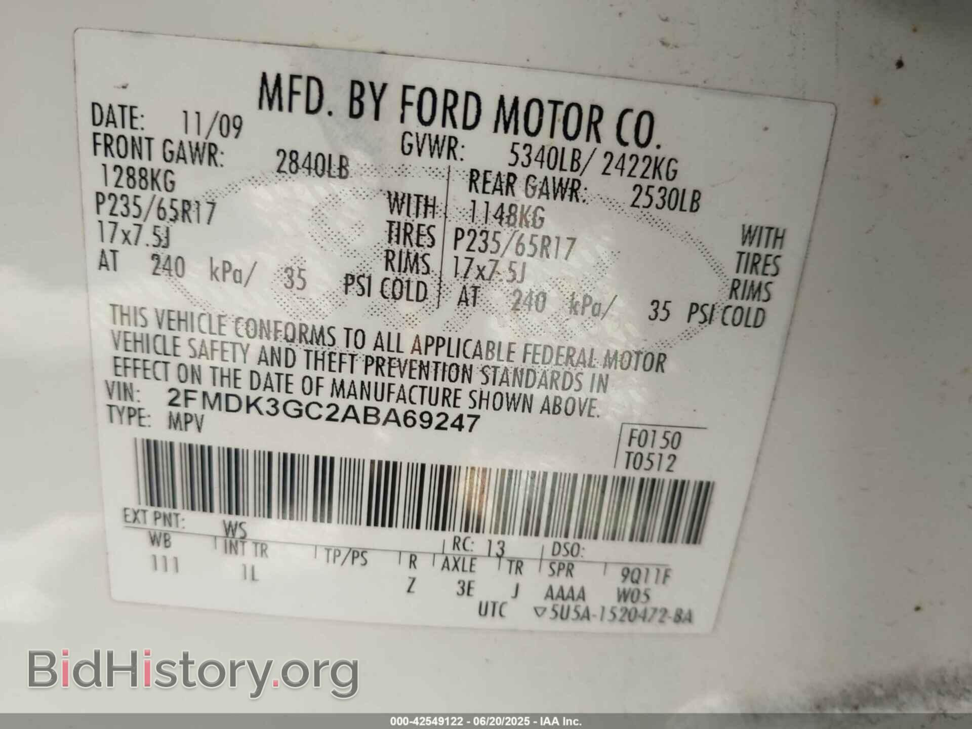 2010 FORD EDGE - VIN: 2FMDK3GC2ABA69247 - Фото 9