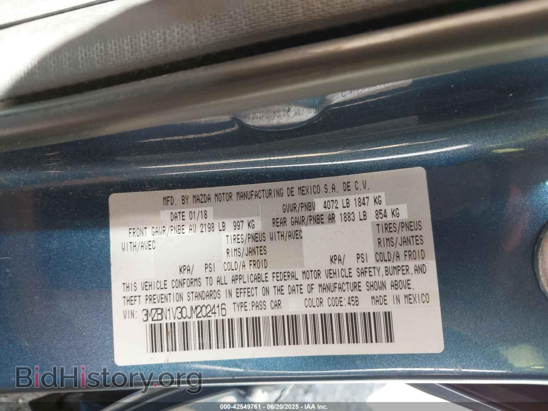 2018 MAZDA 3 - VIN: 3MZBN1V30JM202416 - Фото 9
