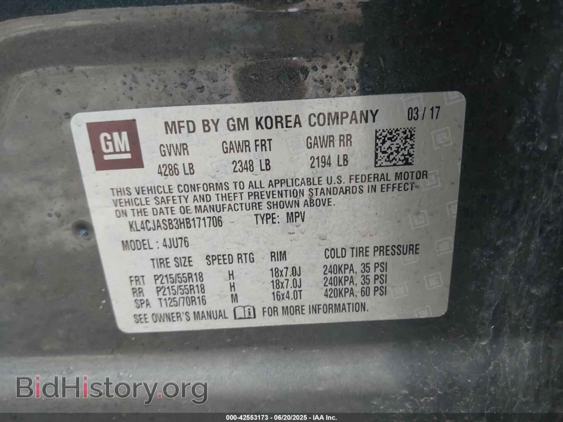 2017 BUICK ENCORE - VIN: KL4CJASB3HB171706 - Фото 9