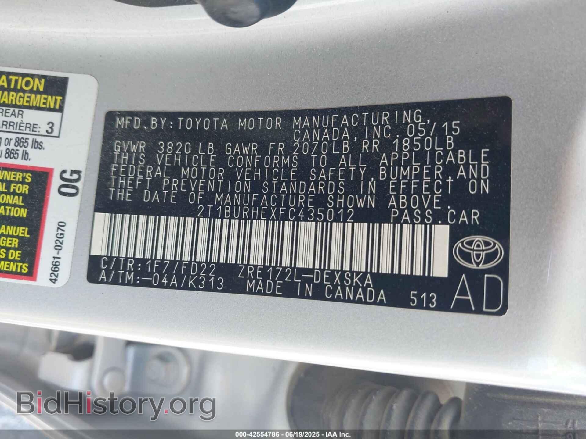 2015 TOYOTA COROLLA - VIN: 2T1BURHEXFC435012 - Photo 9
