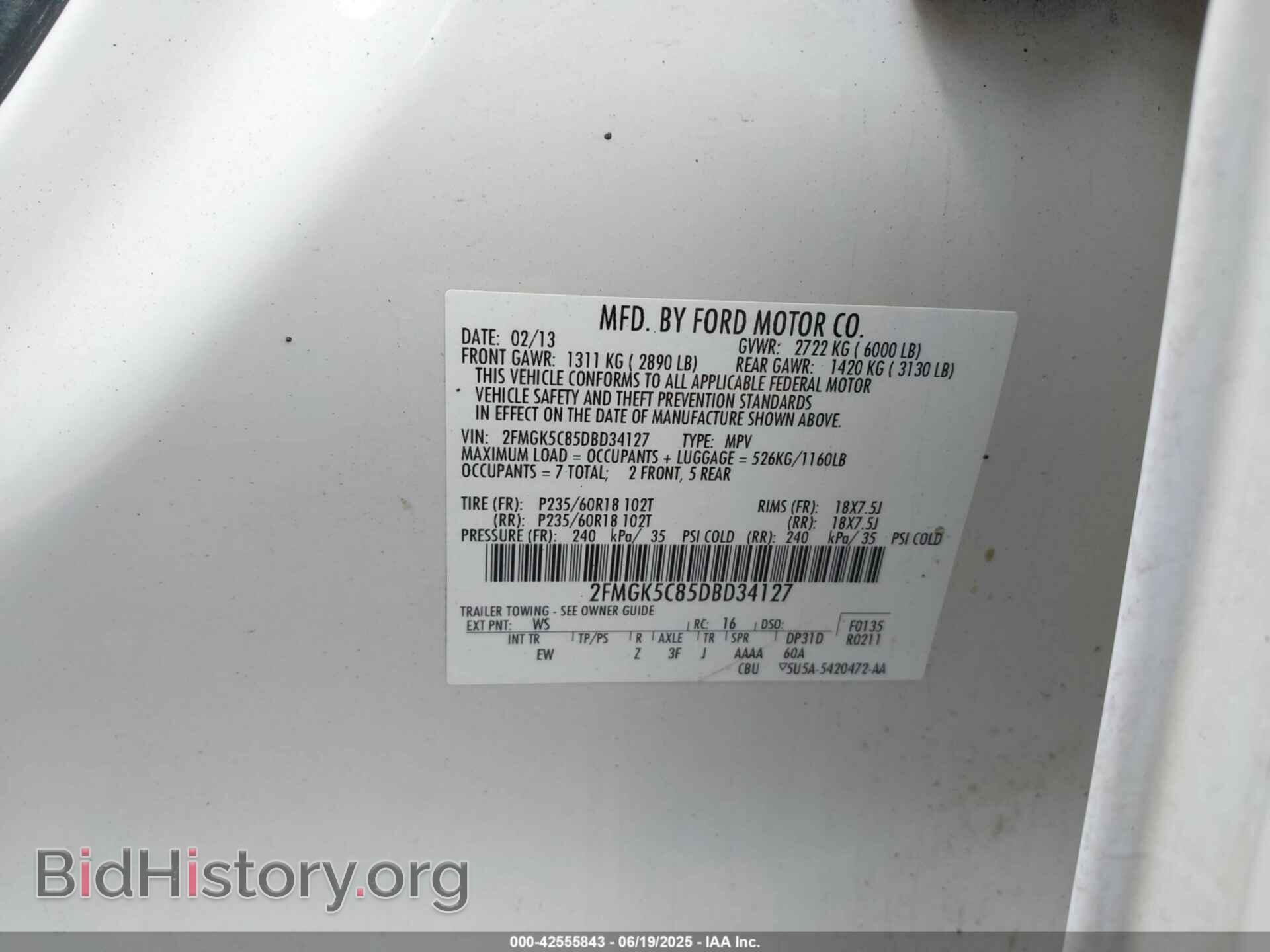 2013 FORD FLEX - VIN: 2FMGK5C85DBD34127 - Фото 9