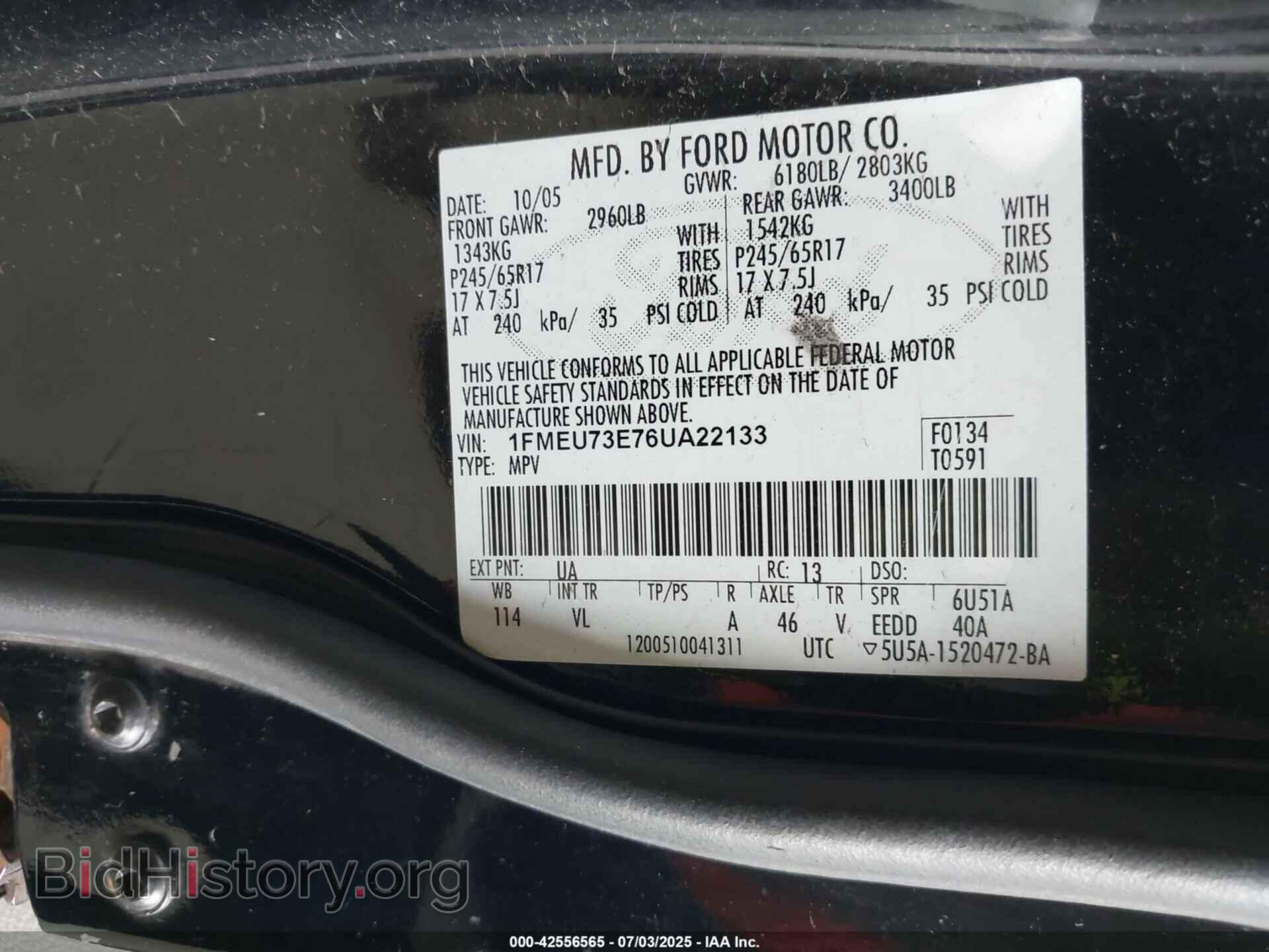 2006 FORD EXPLORER - VIN: 1FMEU73E76UA22133 - Фото 9