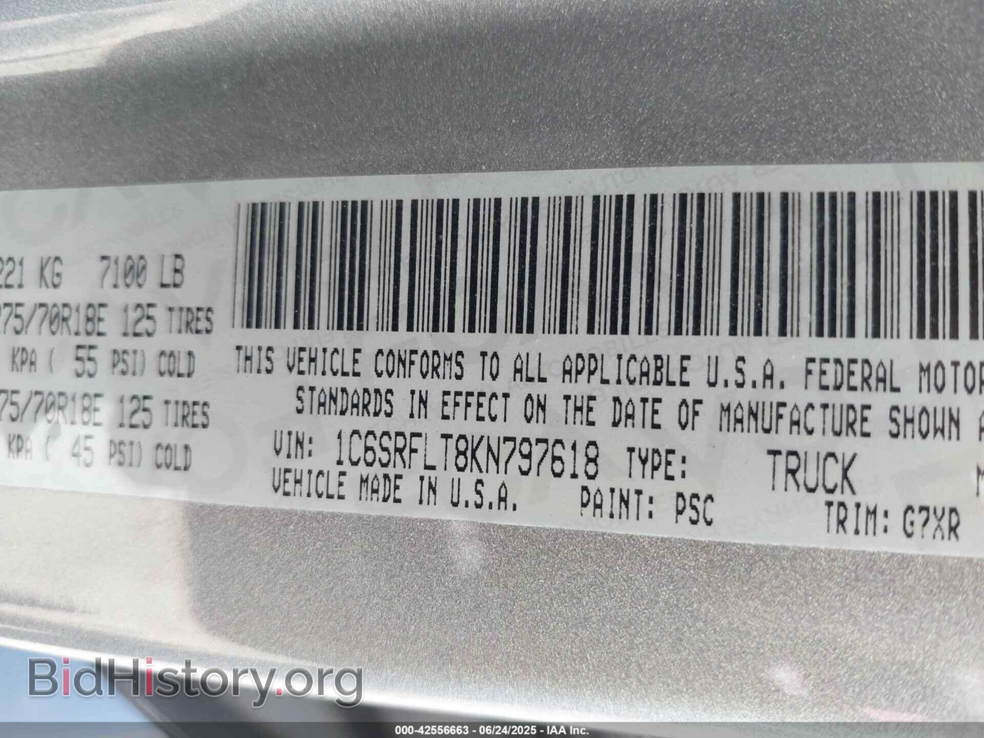 2019 RAM 1500 - VIN: 1C6SRFLT8KN797618 - Фото 9