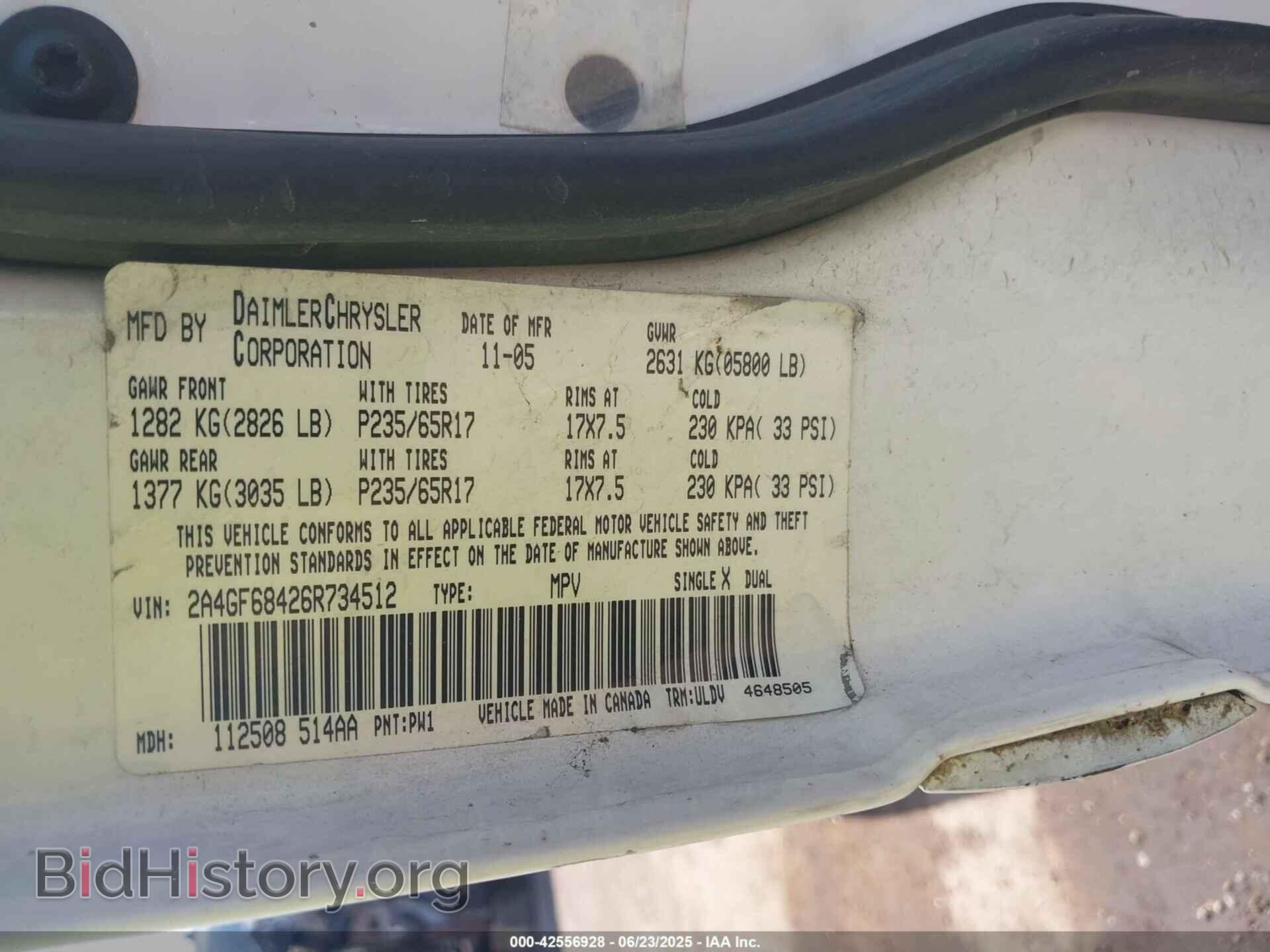 2006 CHRYSLER PACIFICA - VIN: 2A4GF68426R734512 - Photo 9