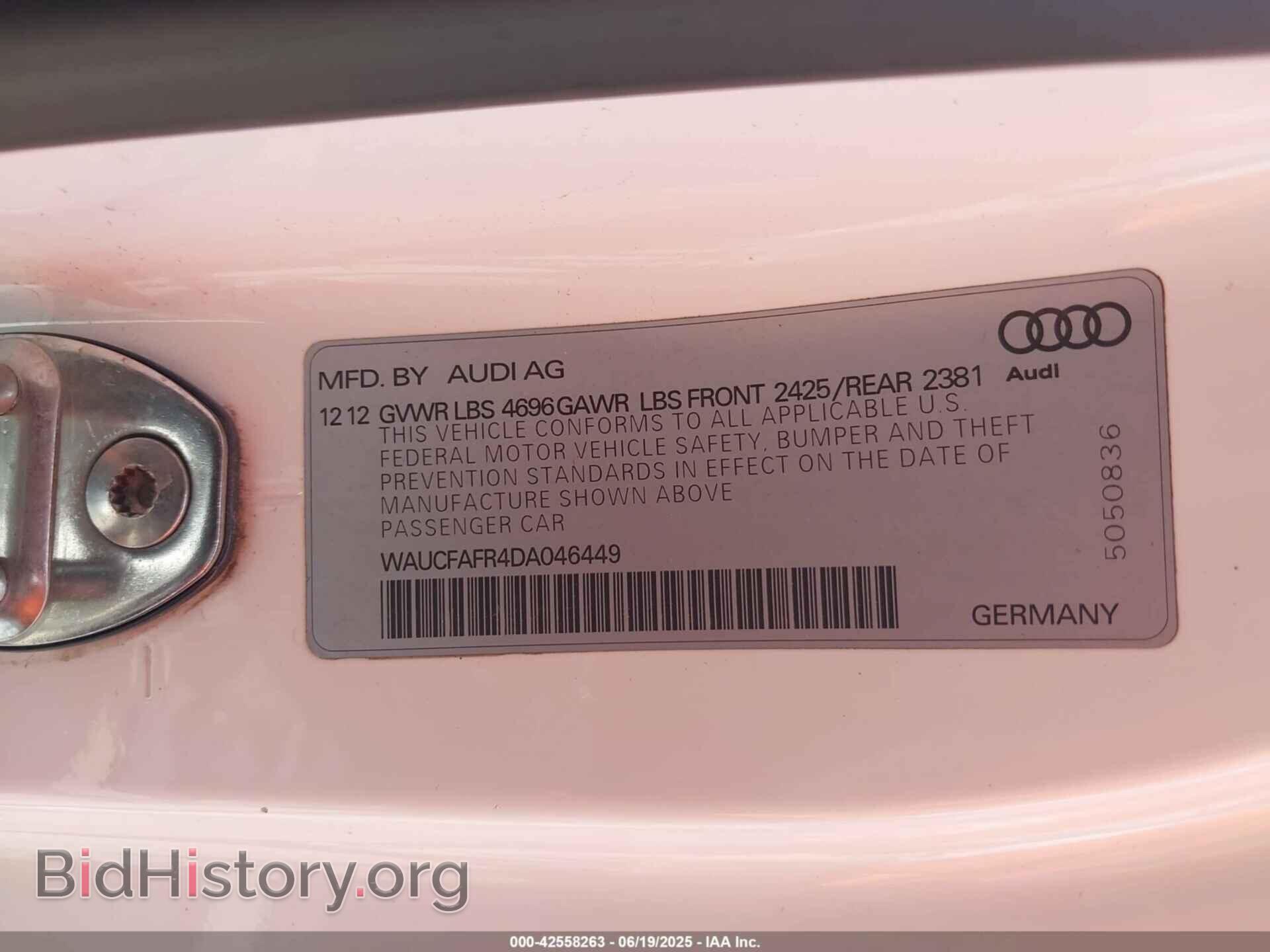 2013 AUDI A5 - VIN: WAUCFAFR4DA046449 - Фото 9