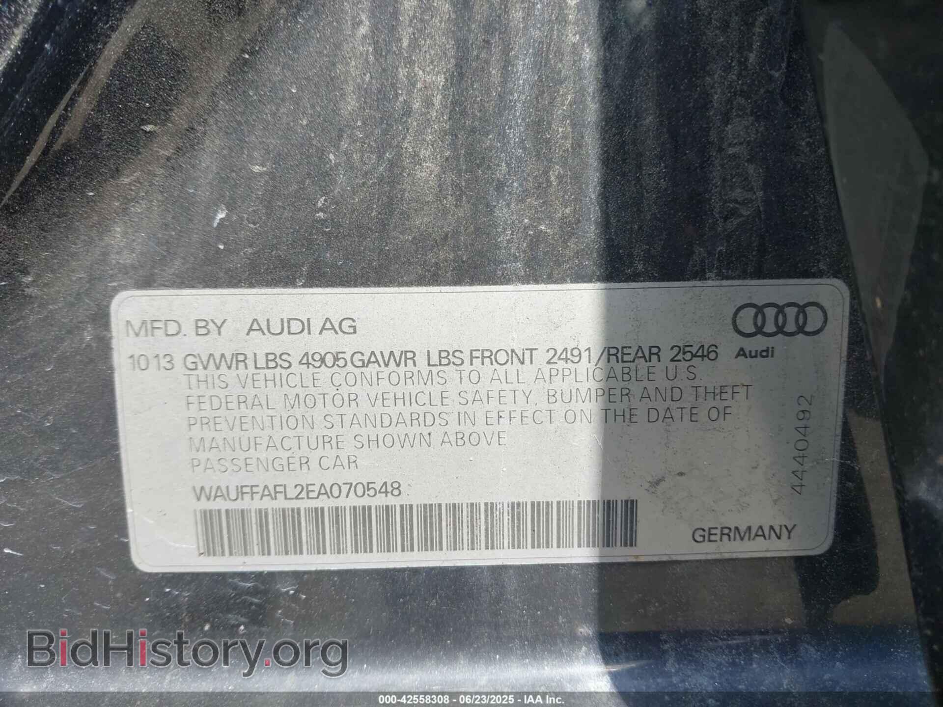 2014 AUDI A4 - VIN: WAUFFAFL2EA070548 - Photo 9