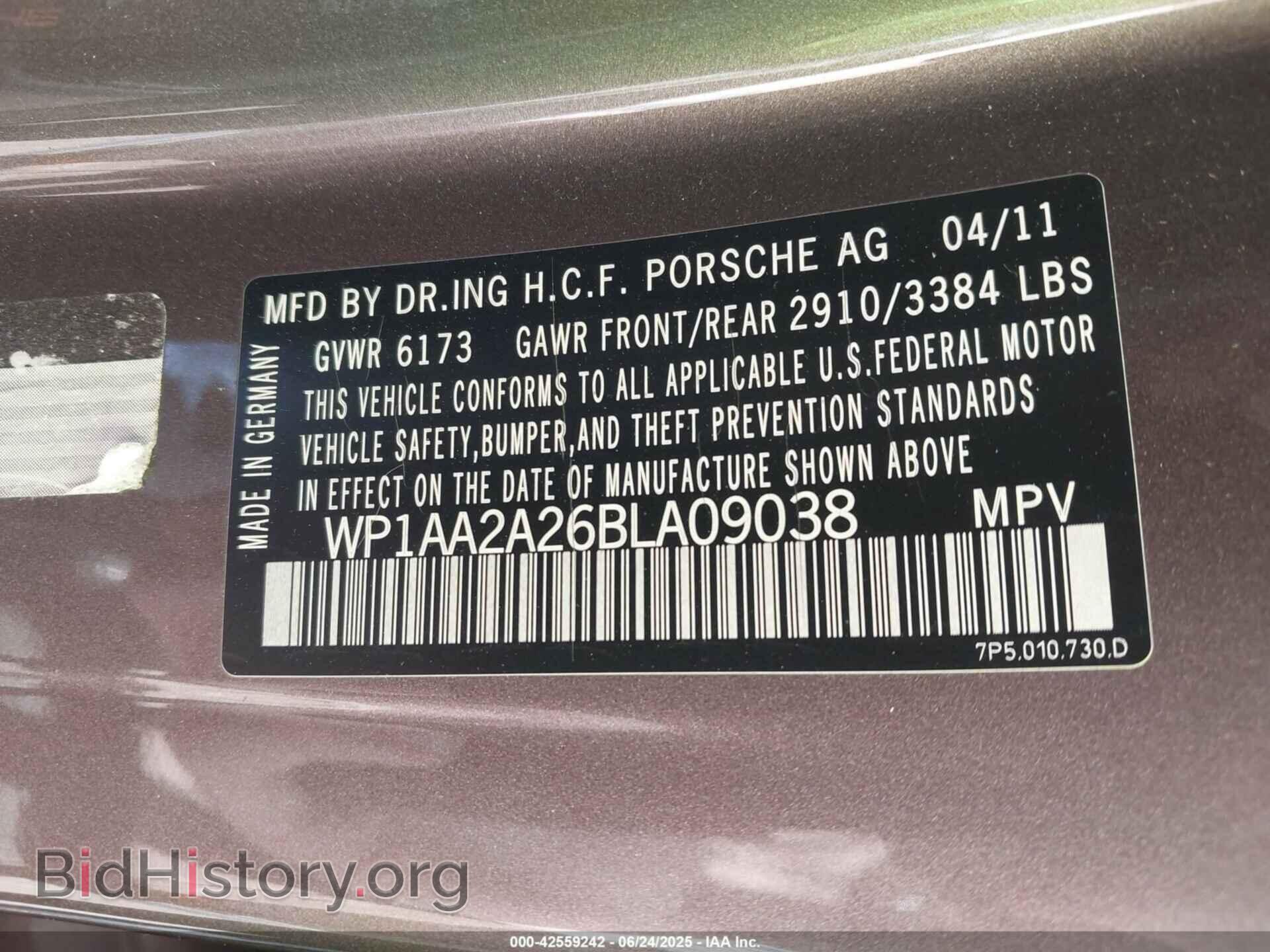 2011 PORSCHE CAYENNE - VIN: WP1AA2A26BLA09038 - Фото 9